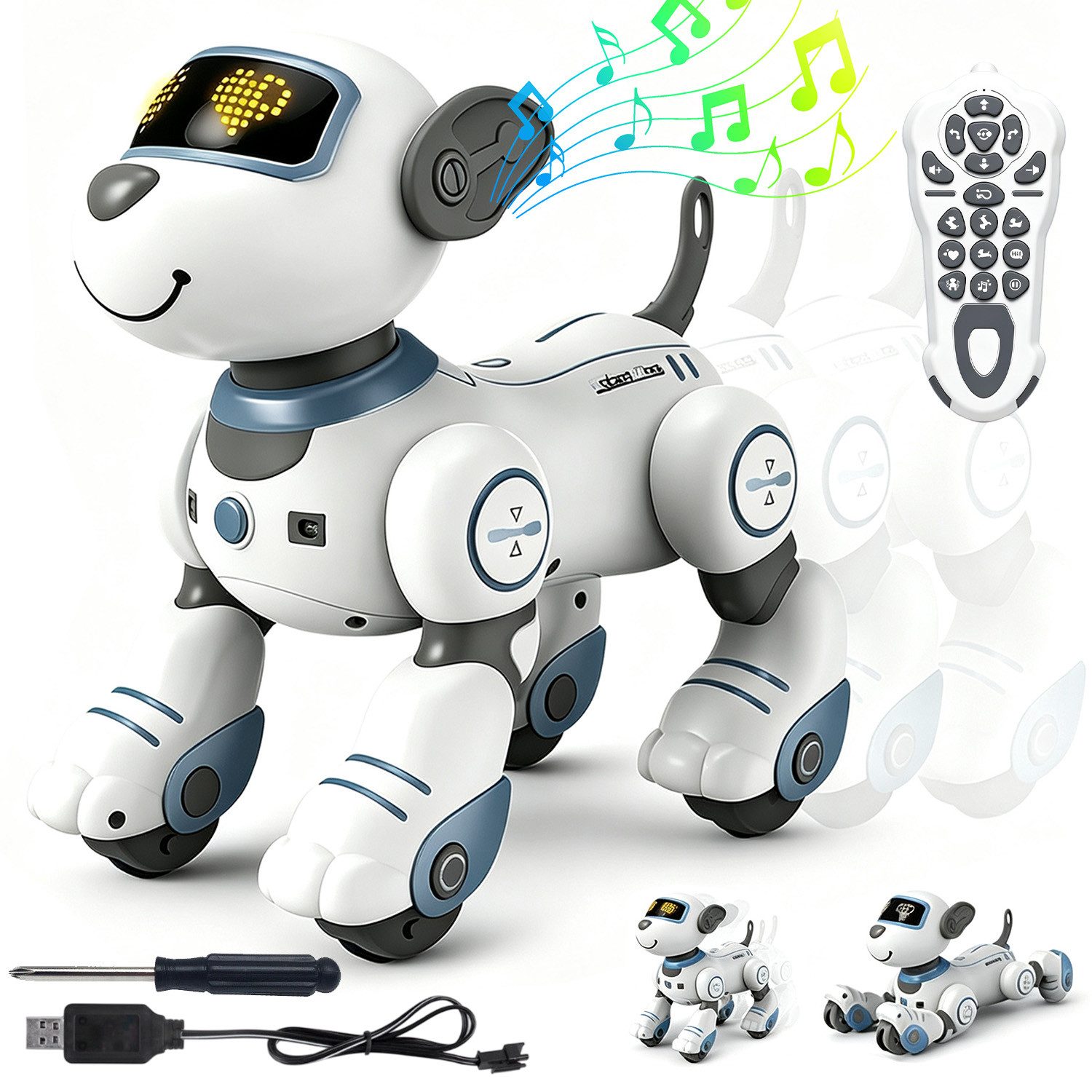 AKKEE RC-Roboter Roboter Hund Kinder Ferngesteuerter Spielzeug Festival Geschenk, Interaktiver Anfassen und Folgen Roboterhund mit 17 …