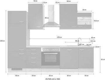 Flex-Well Küchenzeile Morena, mit E-Geräten, Gesamtbreite 280 cm