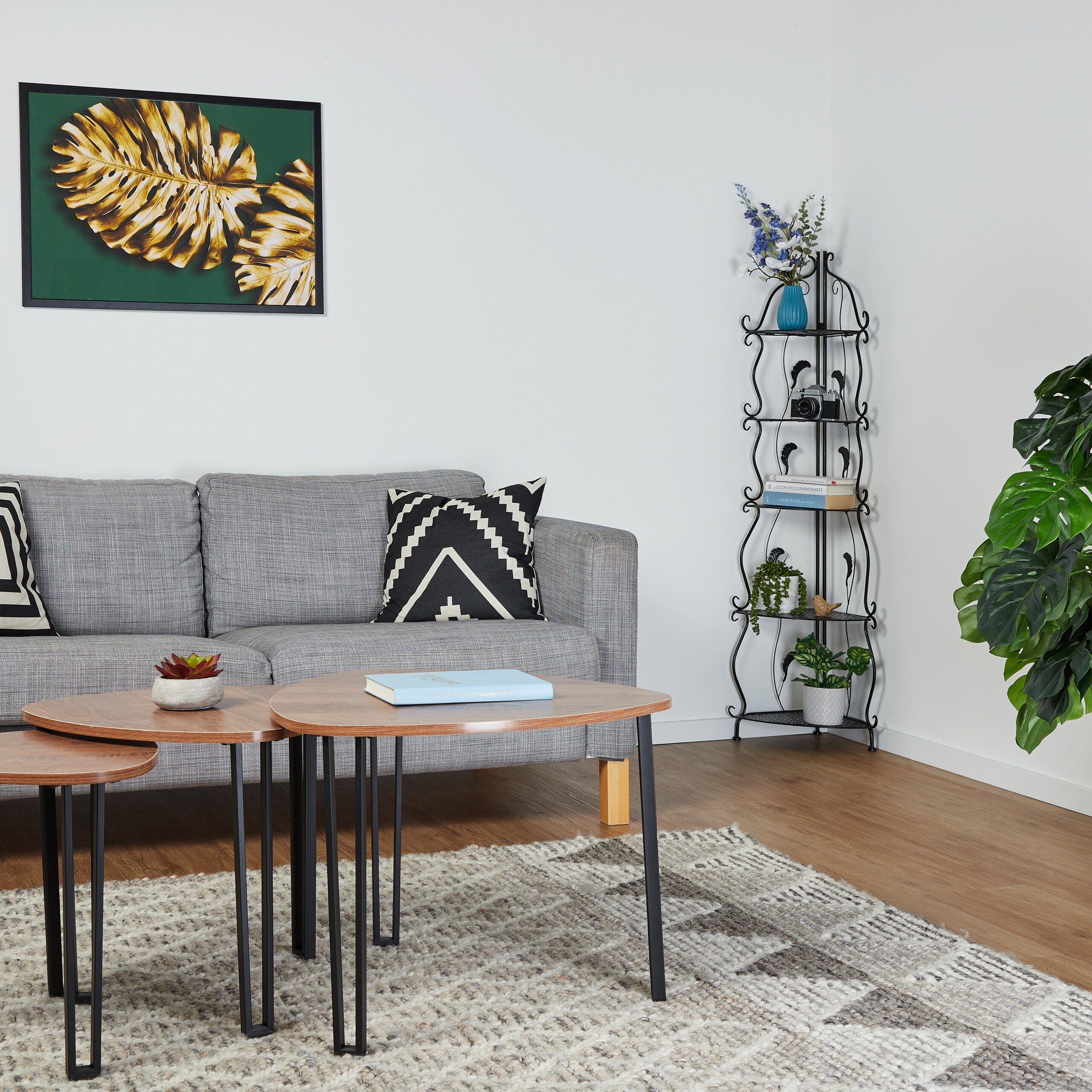 relaxdays Eckregal aus Metall mit 5 Ablage