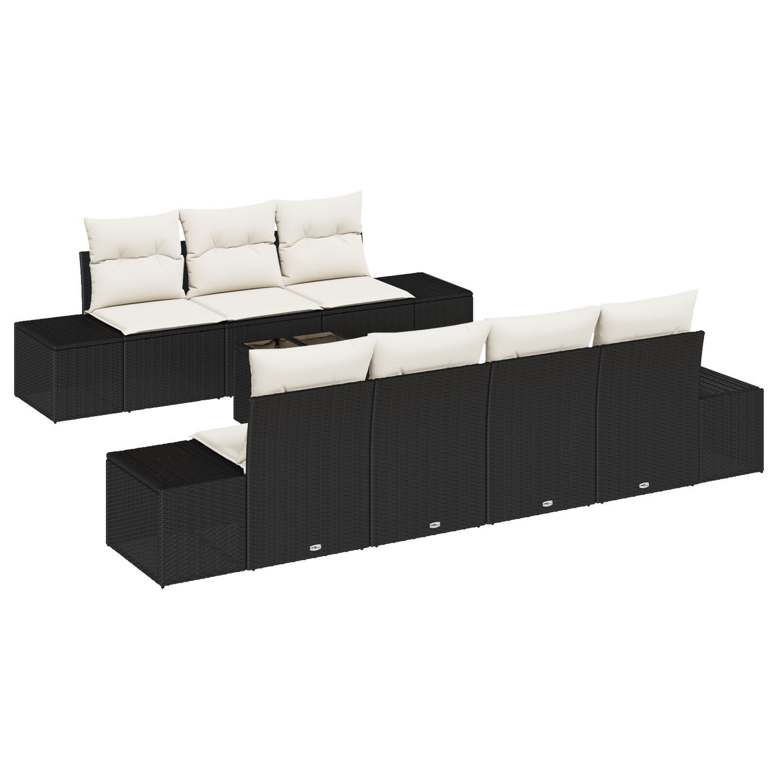 vidaXL Loungesofa 8-teiliges Garten Sofa Set mit Kissen in Schwarz aus Poly günstig online kaufen