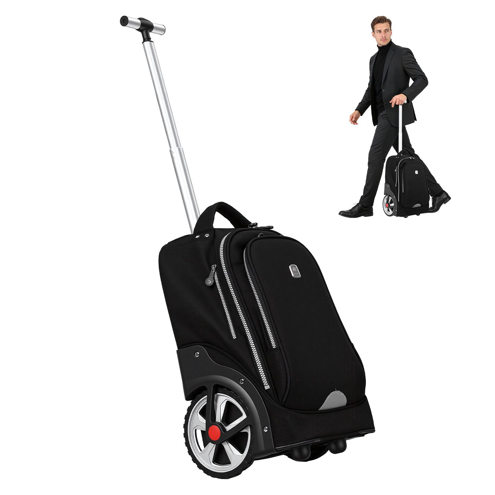 Rutaqian Business-Trolley 19-Zoll-Rolltasche,Wasserdichte Rolltasche, Laptoptasche mit Rollen, Handgepäcktasche mit Laptopfach, passend für 14-Zoll-Laptops