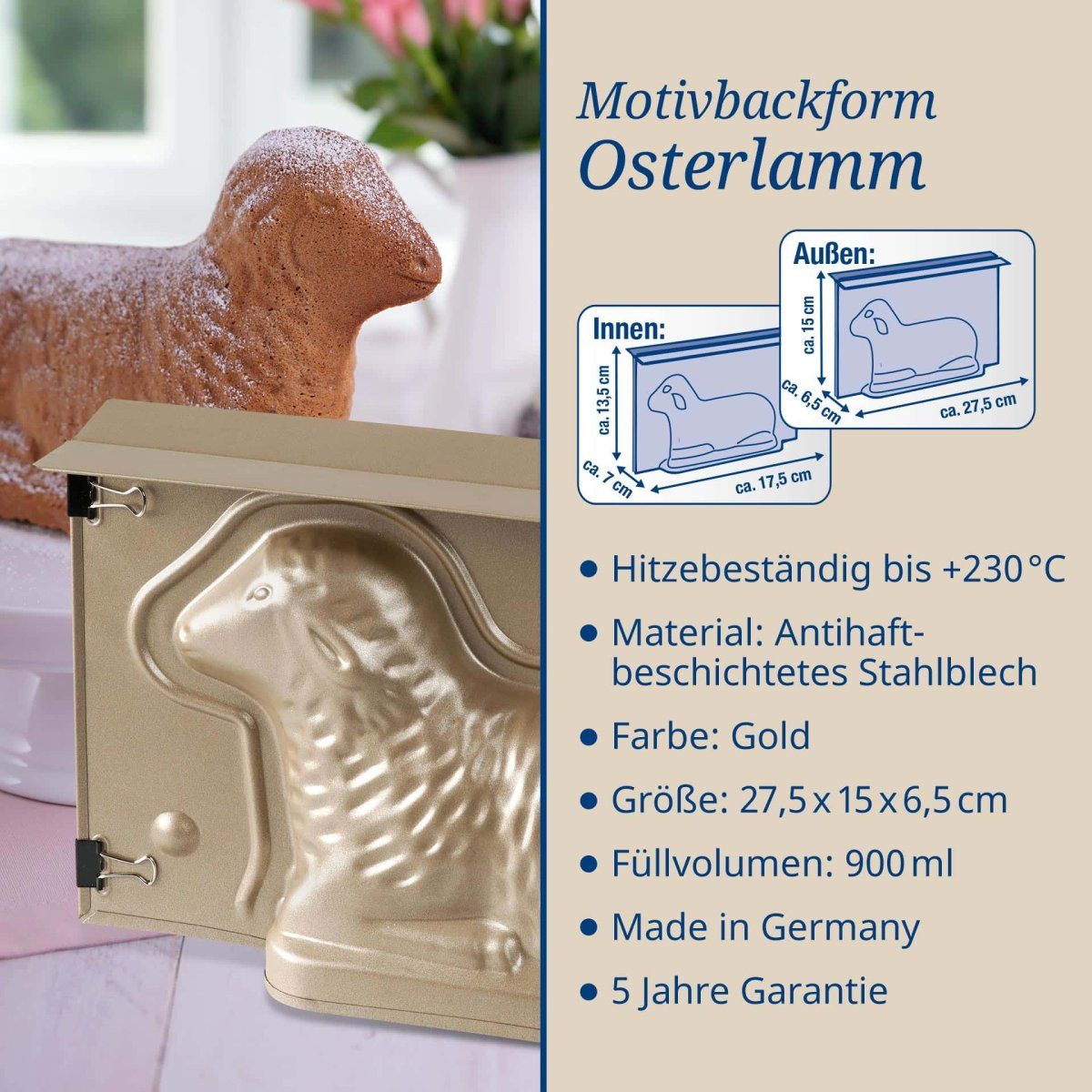 Dr. Oetker Küchenhelfer Backform Vollbackform Lamm