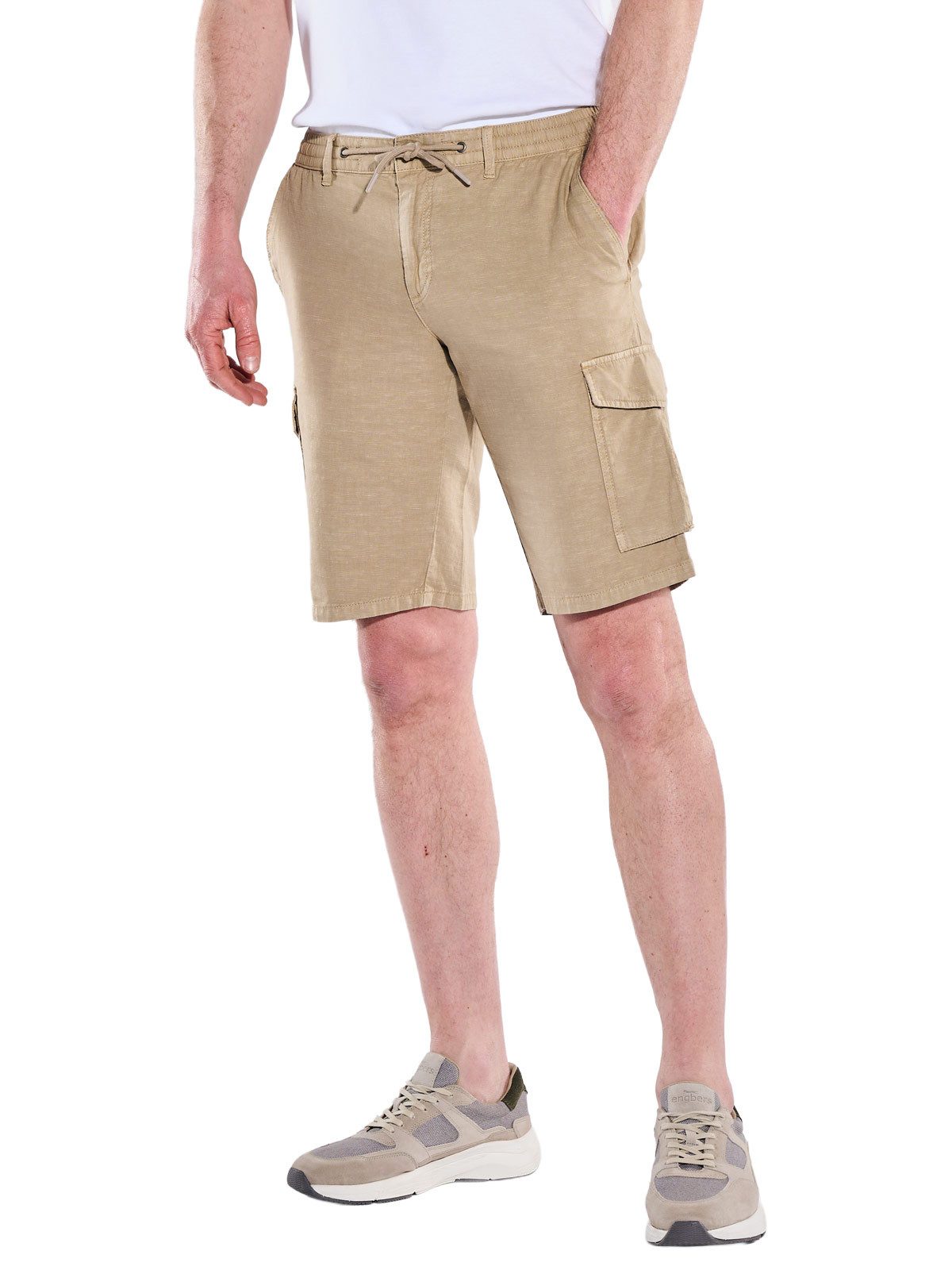 Engbers Cargobermudas Herren Cargo Shorts in Leinenoptik, Cognac