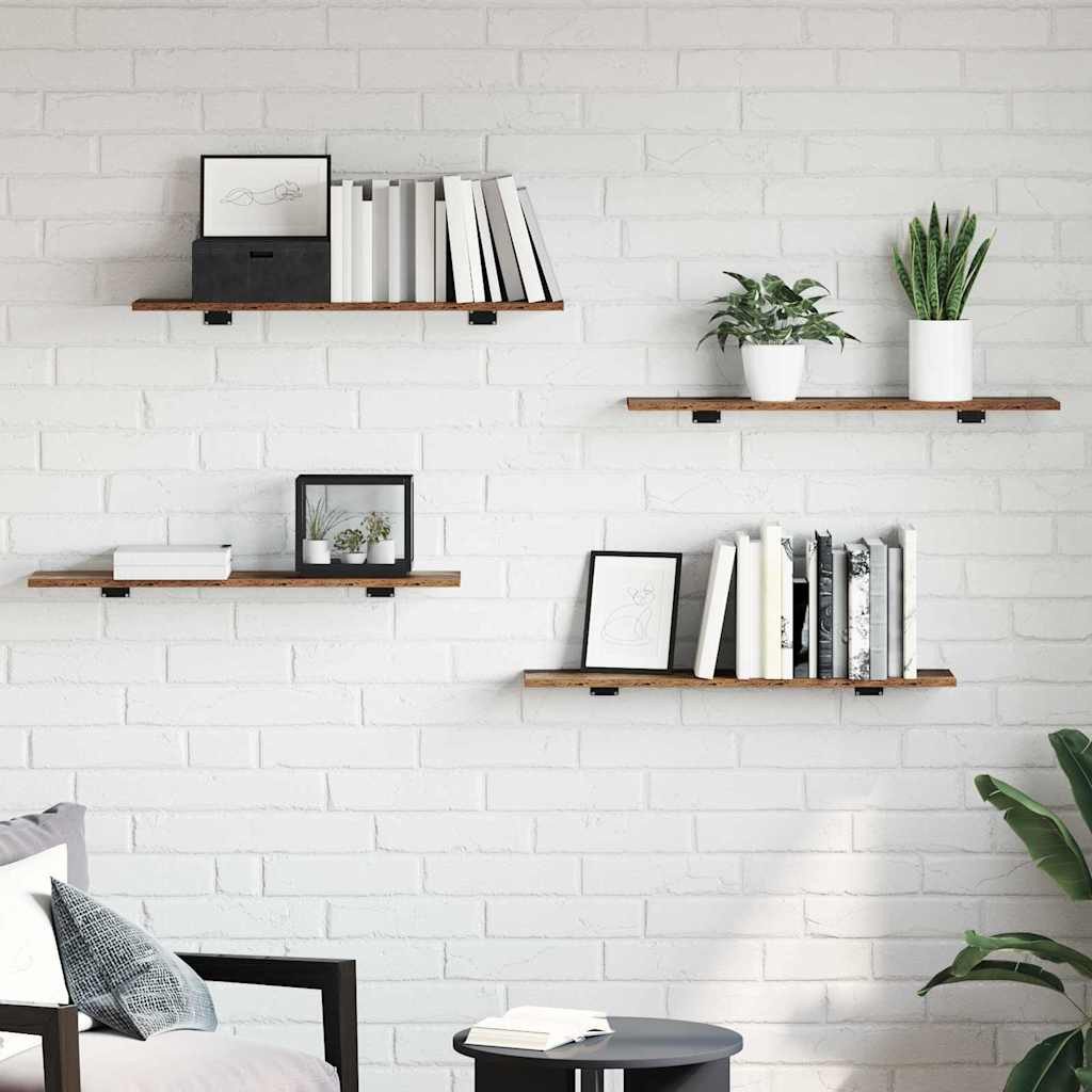vidaXL Bücherregal Regalbrett 4 pcs Braun 80 x 20 x 1,5 cm Holzwerkstoff, 4 günstig online kaufen
