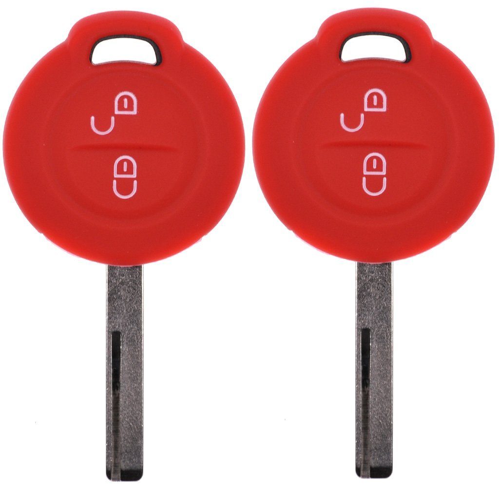 mt-key Schlüsseltasche 2x Autoschlüssel Silikon Schutzhülle im 2er-Set, für Mitsubishi Colt VI Smart Forfour 454 2 Tasten Funk Fernbedienung Rot
