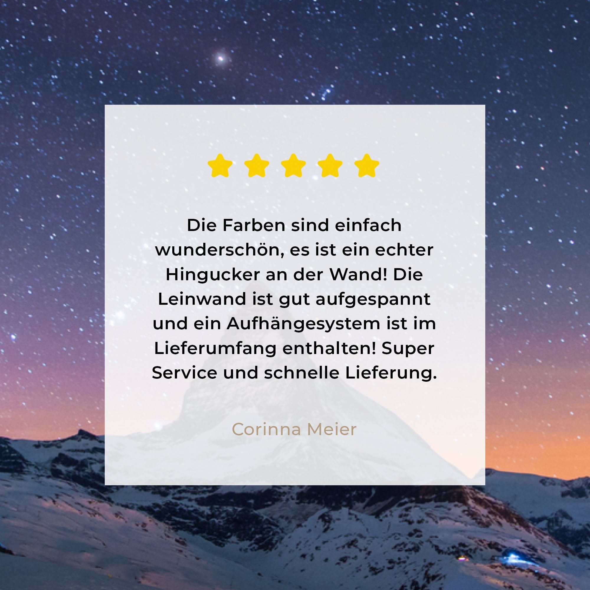 Wandbild OneMillionCanvasses® im Aufhängefertig, Wanddeko, Schweizer Leinwandbild Leinwandbilder, (1 St), Landschaft der Nacht über Winter cm 30x20 des Matterhorns,
