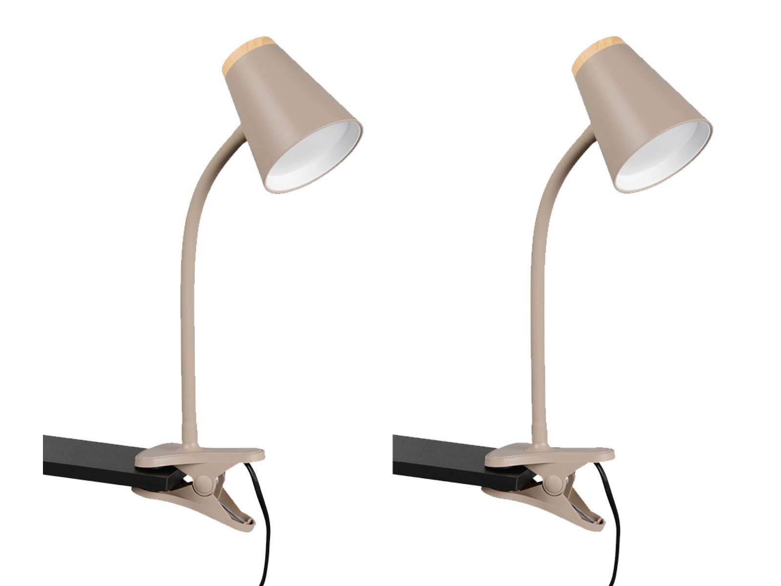 Reality Leuchten LED Klemmleuchte, LED fest integriert, Warmweiß, 2er SET Klemmlicht mit Schwanenhals Beige, Leselampen Bett, Höhe 33cm