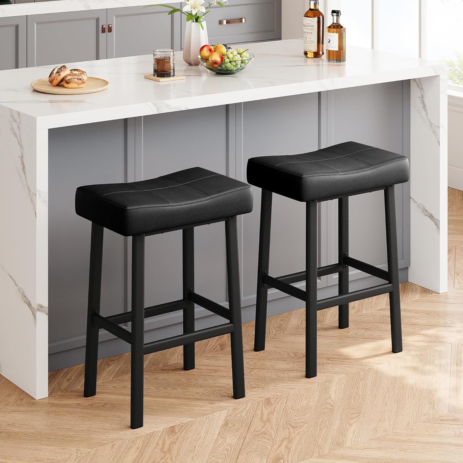 GarveeMore Barhocker 2er-Set mit gepolsterte Sitzfläche,Metallbeinen und Fu günstig online kaufen