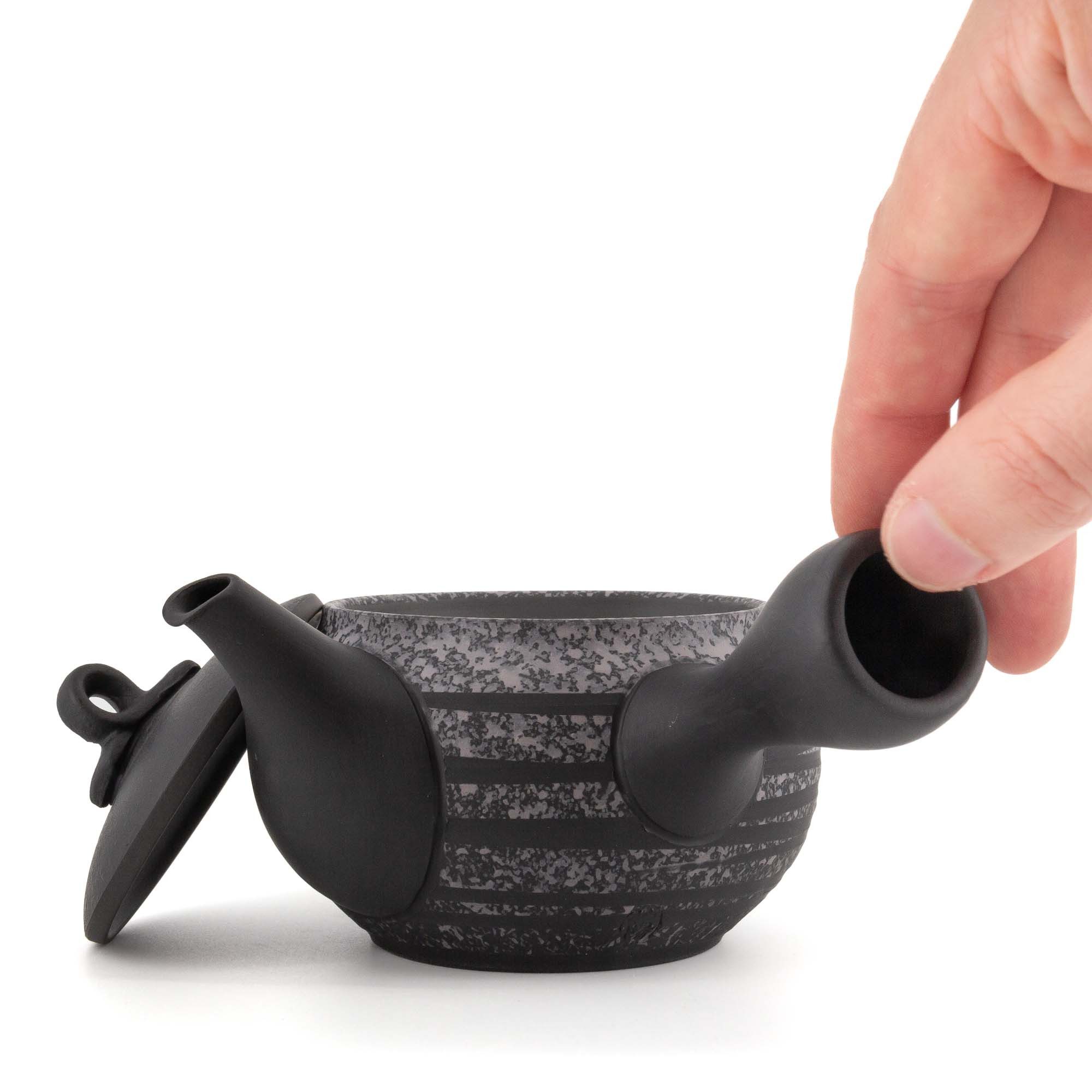 teayumi Teekanne TENTEN-SEN Kyusu Keramikkanne 280 ml Braun Weiß, 280 l, (2-teilig), Integriertes Tonsieb