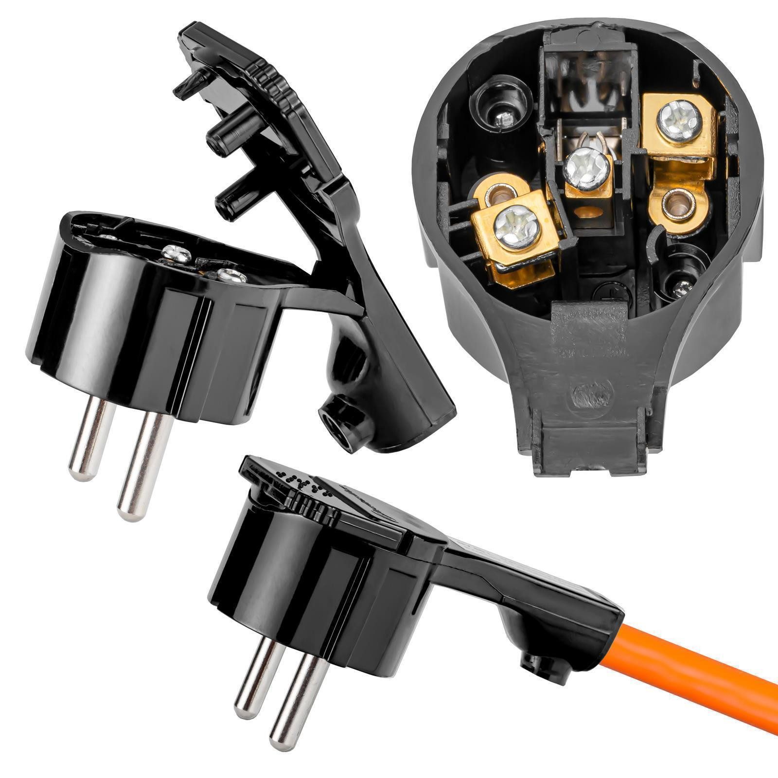 HB-DIGITAL Schuko-Stecker hb-digital Schutzkontaktstecker für NYM Kabel flaches Winkelstecker, flach – Bild 3 von 4