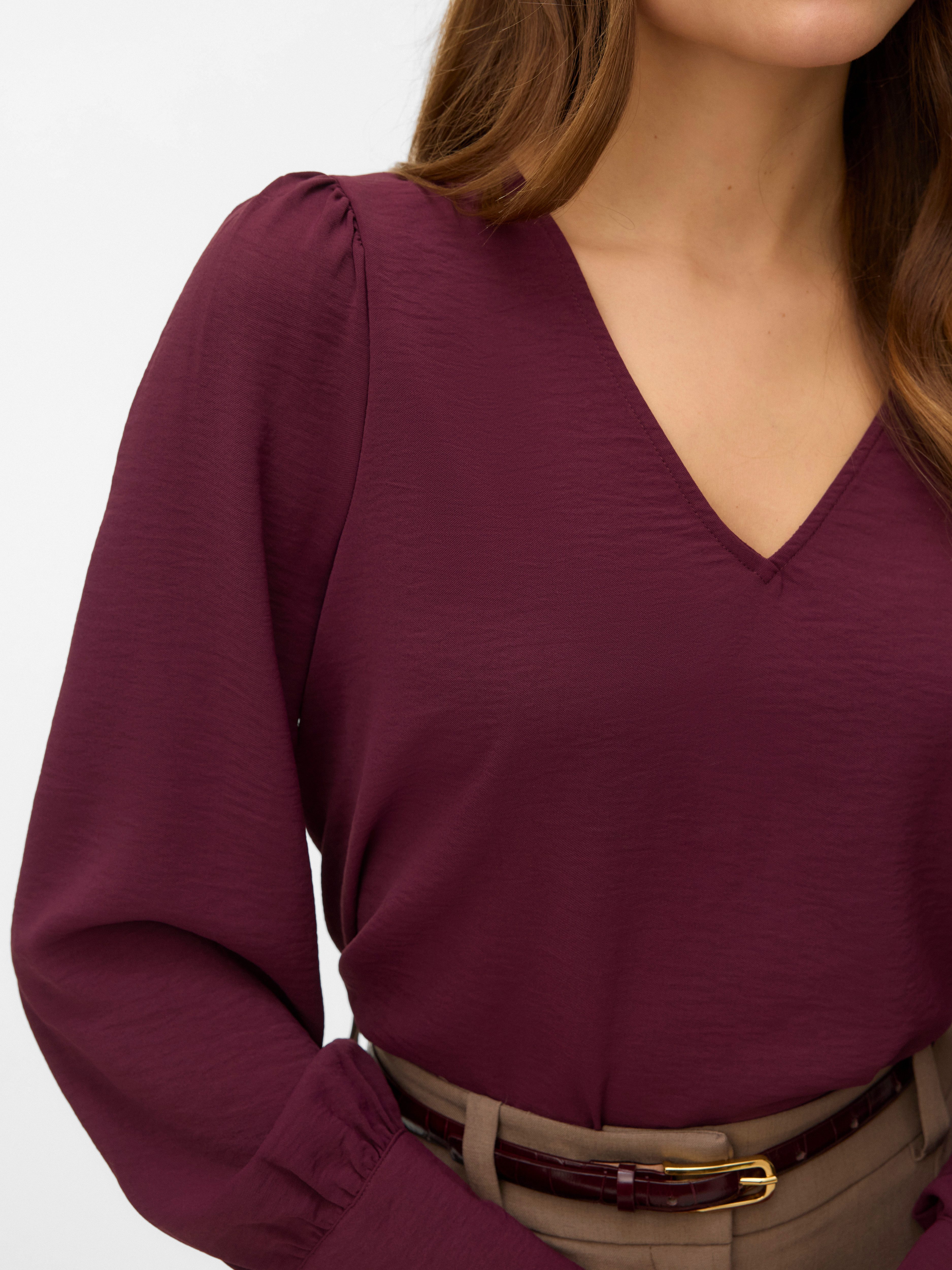 Vero Moda Langarmbluse VMESME LS V-NECK TOP WVN GA