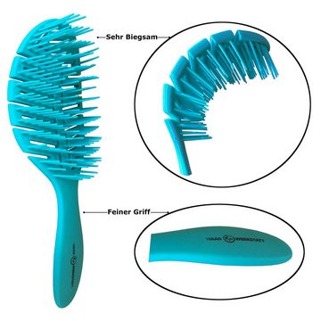 Haarwerkstatt Haarbürste Profi Haarbürste für Damen, Herren und Kinder - Die optimale Entwirrungsbürste für Ihr Haar, Gebogene Haarbürste mit weiche Borsten - curved brush