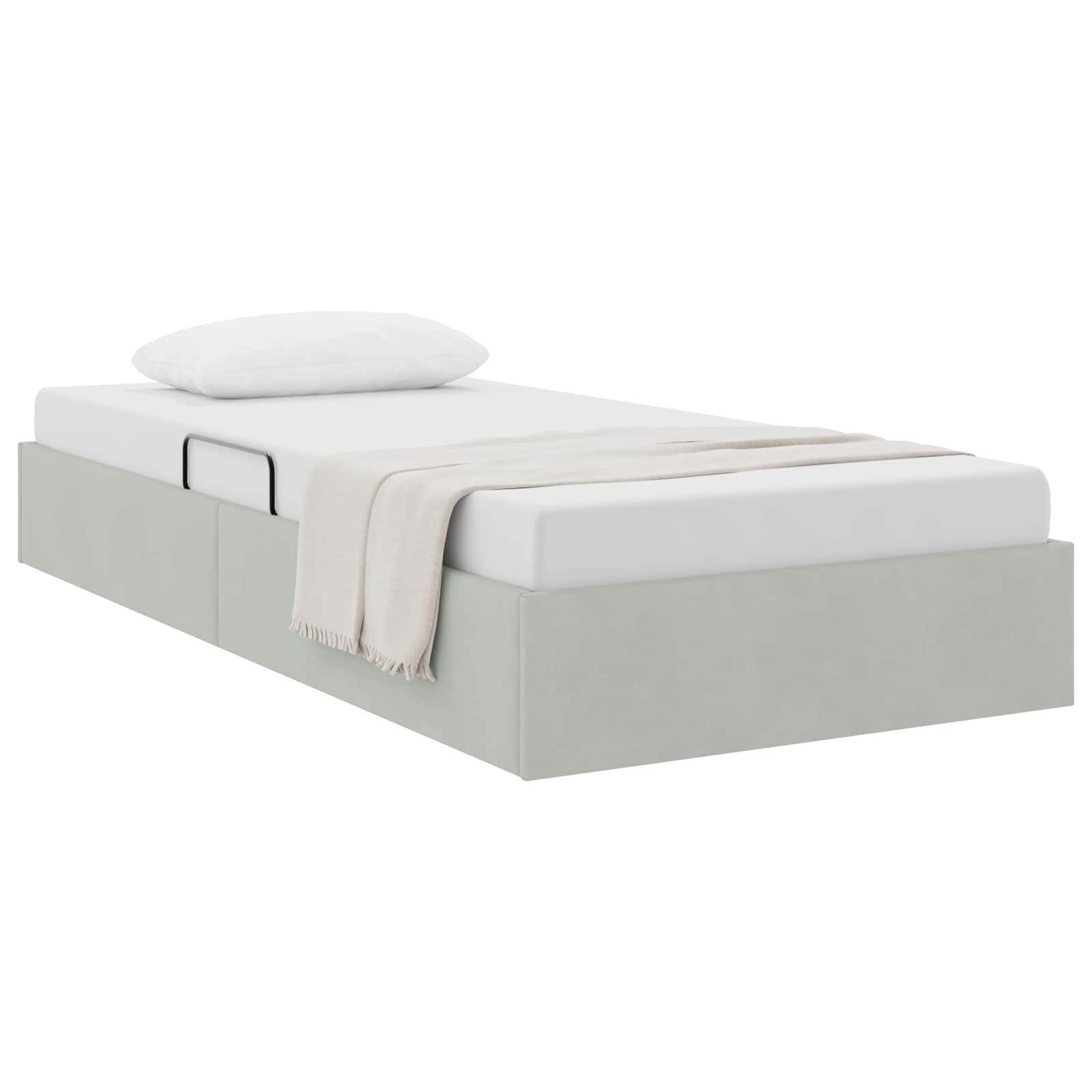 vidaXL Bett Ottoman Bettgestell mit Speicher Hellgrau 90 x 200 cm Samt (1-tlg) – Bild 3 von 5