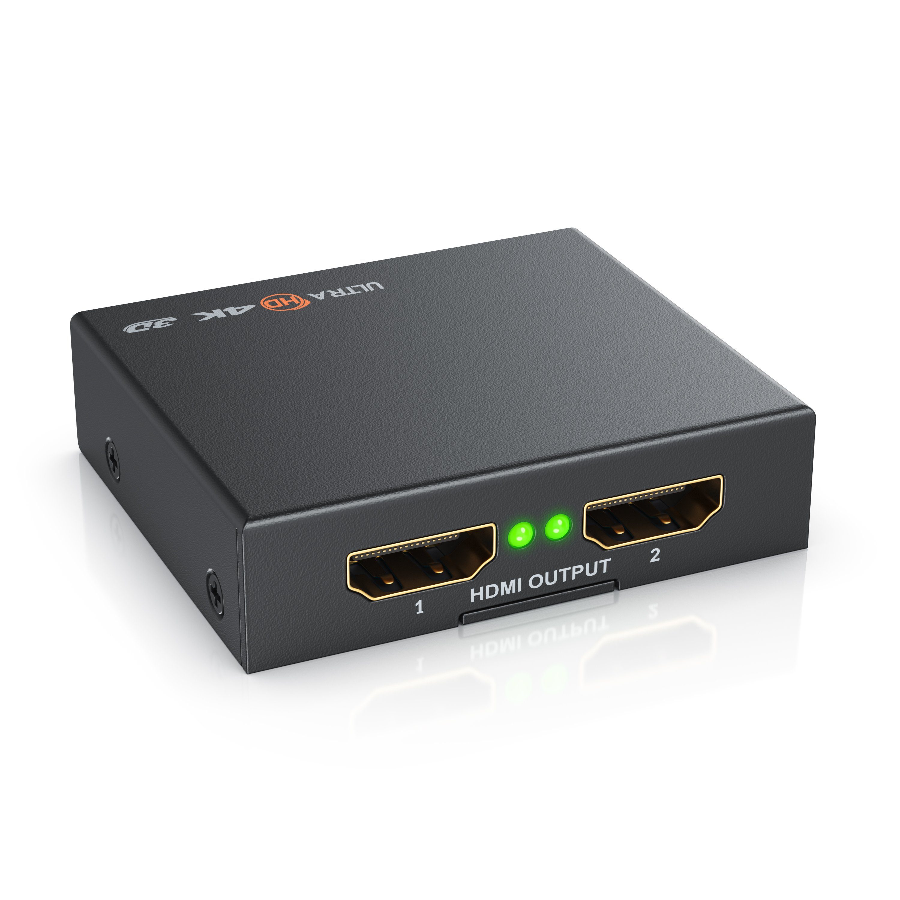 CSL HDMI-Splitter, Mini 4K UHD 2-Port Verteiler 1x HDMI Eingang zu 2x HDMI Ausgang