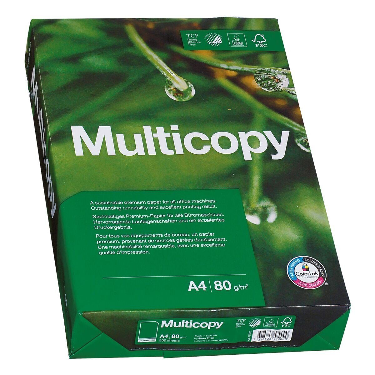 g/m², Druckerpapier Blatt Format MULTICOPY MultiCopy, A4, DIN 80 CIE, 500 168