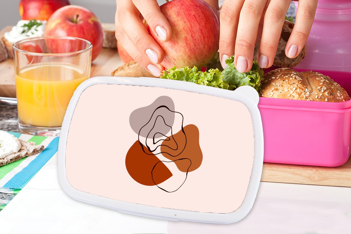 Brotbox für Snackbox, Design, (2-tlg), Mädchen, Erwachsene, Kinder, - Flecken MuchoWow Kunststoff, Abstrakt - Brotdose Lunchbox rosa Kunststoff