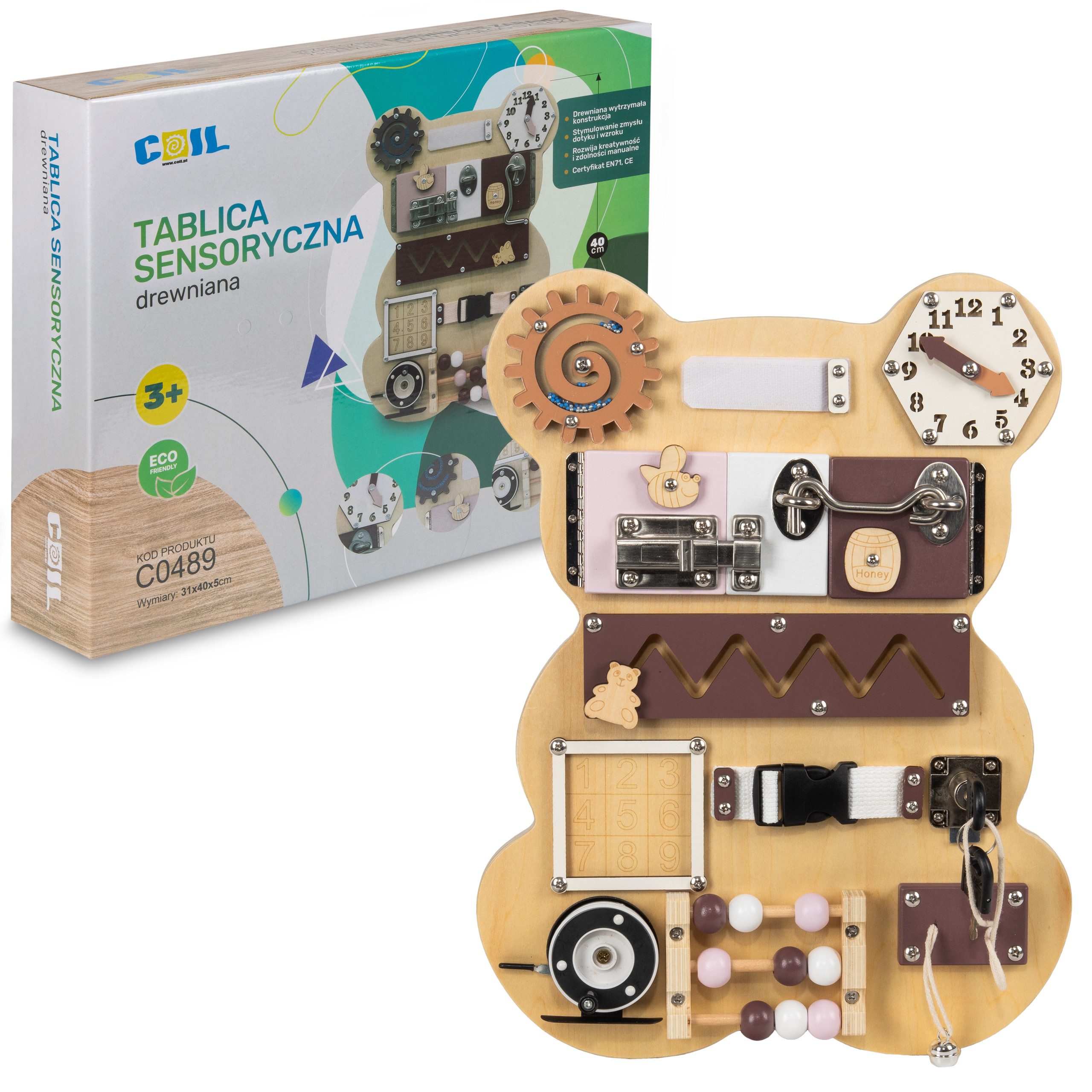 COIL Motorikbrett Motorikwand Bär Montessori Spielzeug günstig online kaufen