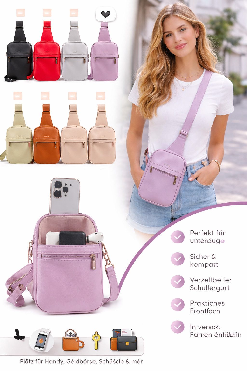 Antonio Handytasche Antonio Umhängetasche Handy Bag Handytasche verschiedene Farben
