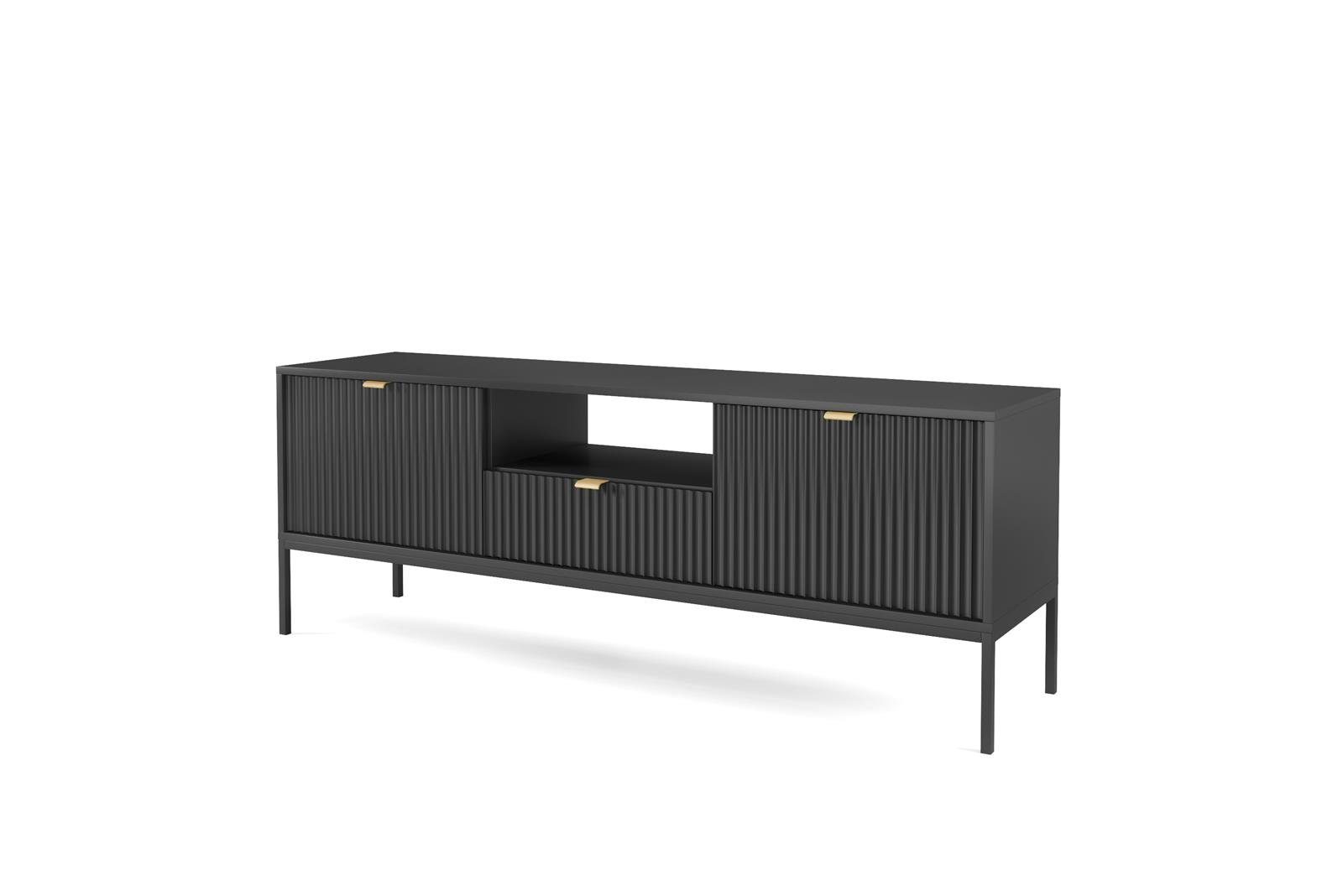 Beautysofa TV-Schrank Novia (Metallgestell, Weiß / Grau / Schwarz Farbe) für Wohnzimmer, Lowboard im modernes Stil