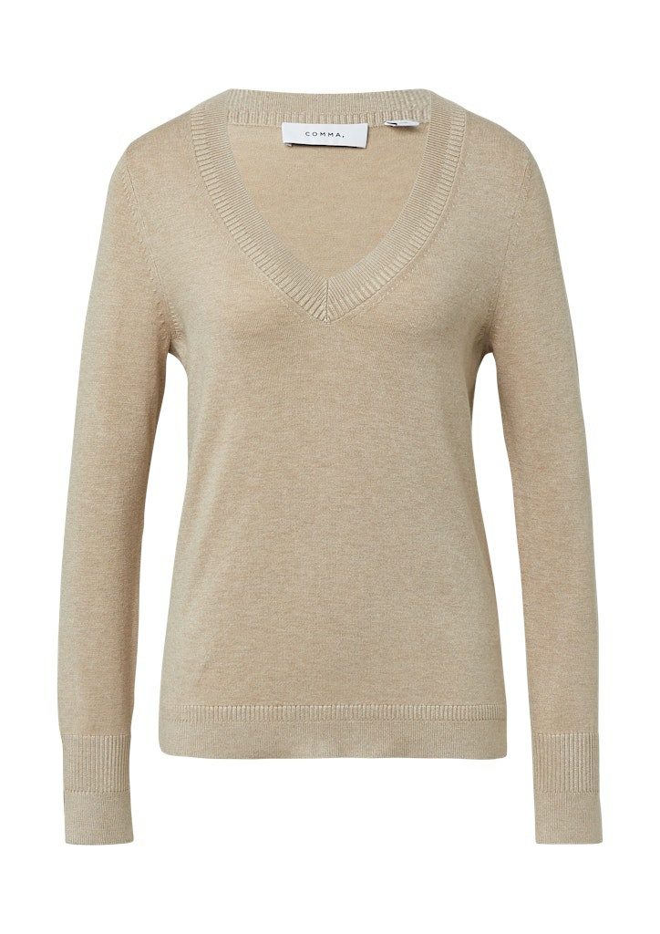 comma V-Ausschnitt-Pullover V-Kragen Pullover für Damen (1-tlg)