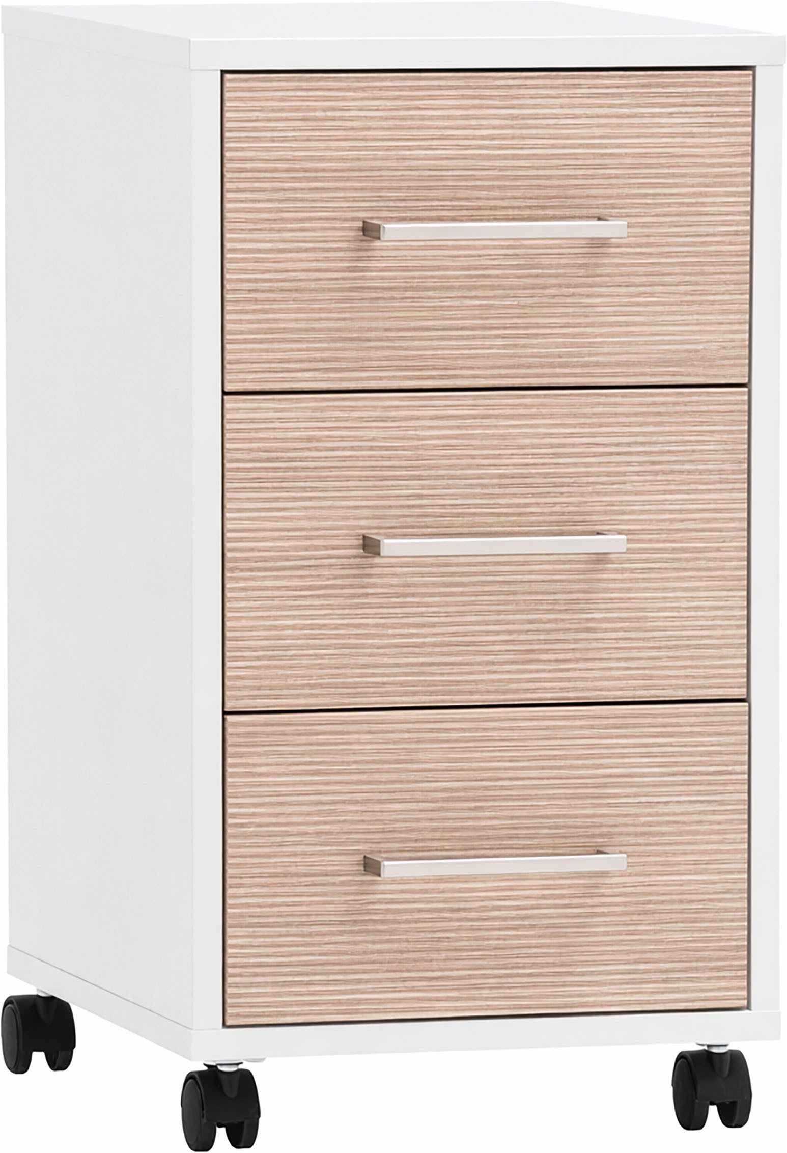 Schildmeyer Rollcontainer METZ, 3 Schubkästen, fühlbare Holzstruktur, MADE IN GERMANY, (1 St), Canello Dekor mit fühlbarer Holzstruktur, Made in Germany