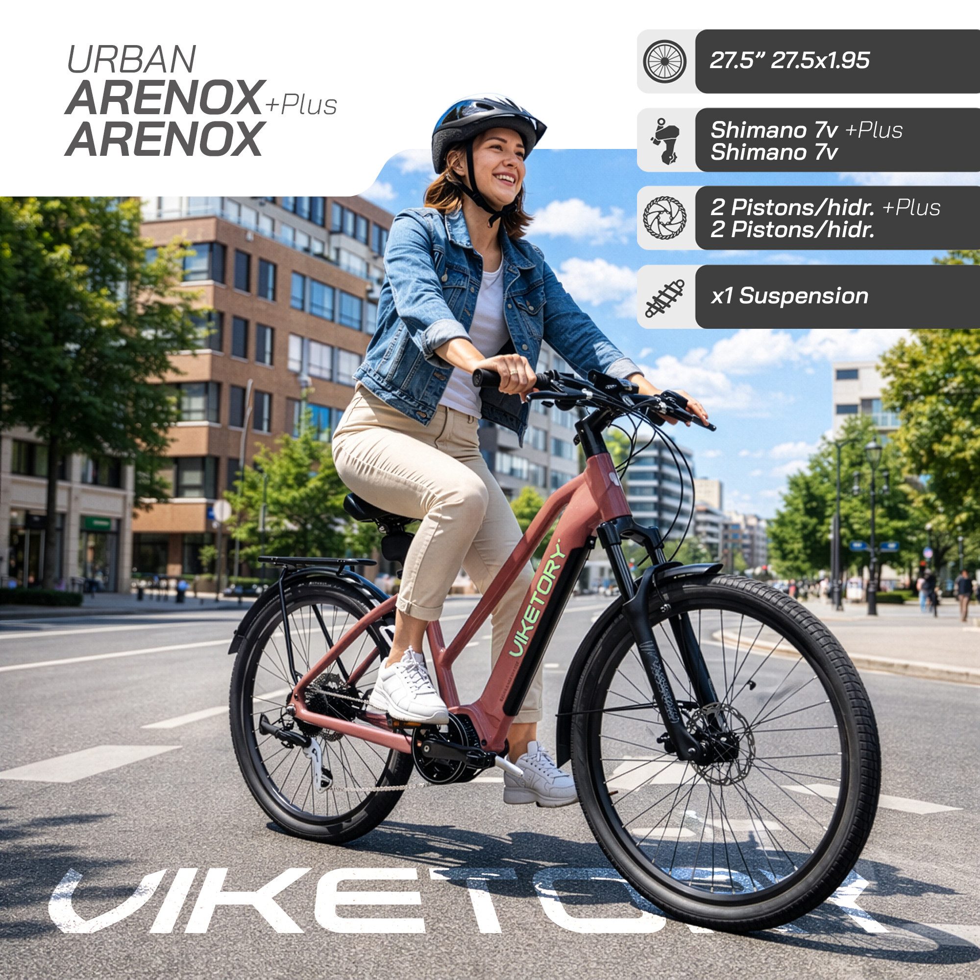 eWheel E-Bike Cityrad ARENOX - Urban, 7 Gang, Kettenschaltung, Heckmotor