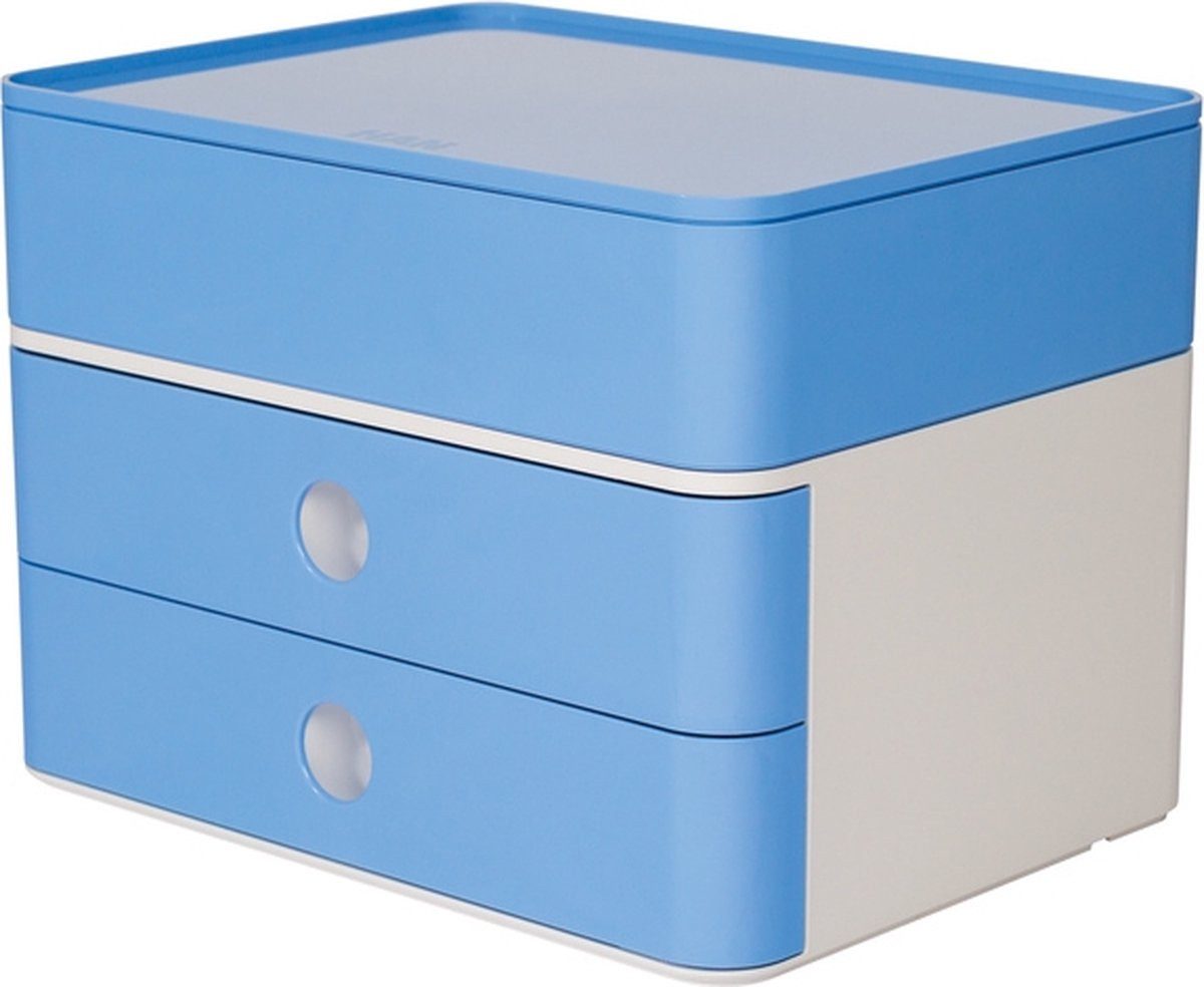 HAN Schubladenbox smart-box plus ALLISON 2-Lader-Box weiß/hellblau HA-1100-84, (1-St), Stapelbar bis 4 Stück