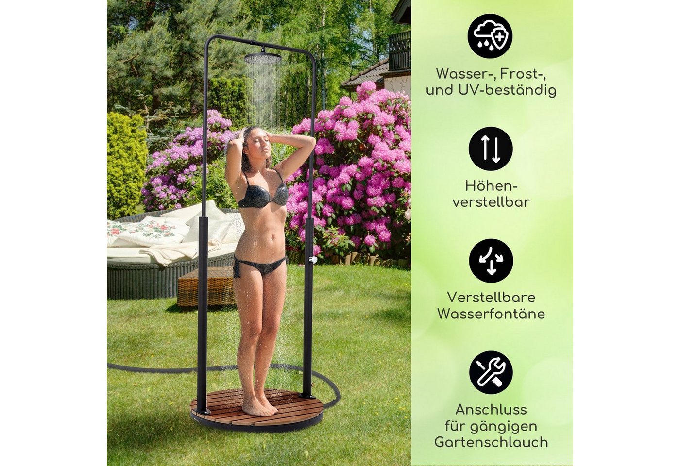 Thumbnail - blumfeldt Gartendusche Sumatra Falls Round Gartendusche (Set, 1 St), Outdooor bodenplatte Bodendusche Fußdusche Außen oh...