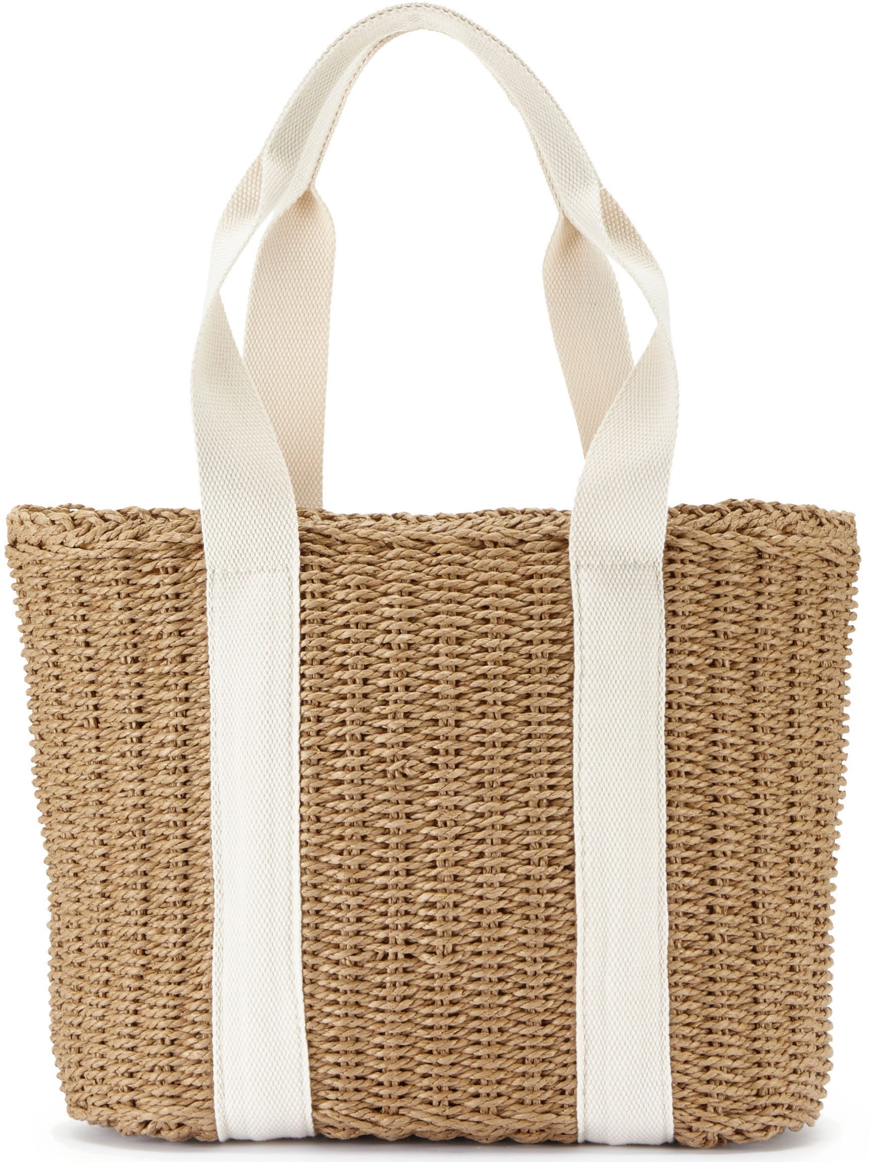 Vivance Shopper Strandtasche, Schultertasche,Korbtasche,Tragetasche, Einkaufstasche Bast-Optik VEGAN