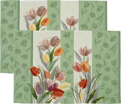 Platzset, Tischset "Tulip Stripe" im 2er-Pack, sander table + home, (2-St), Gobelin Blumen