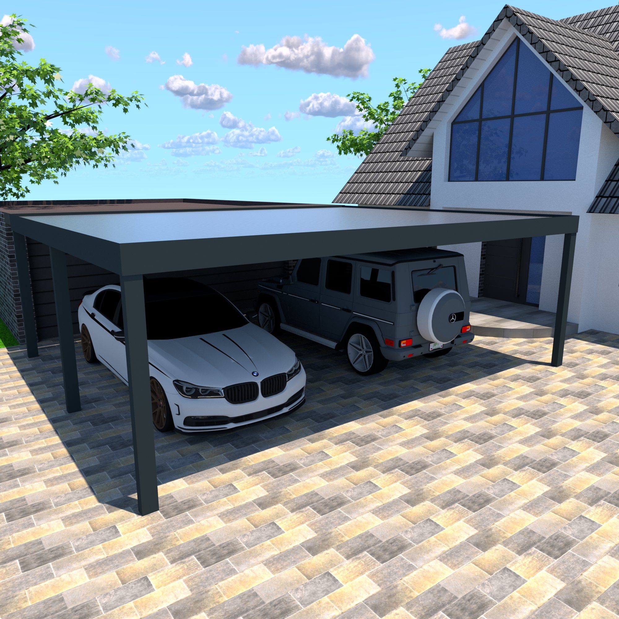 Schweng Doppelcarport Flachdachcarport C600+, BxT: 600x600 günstig online kaufen