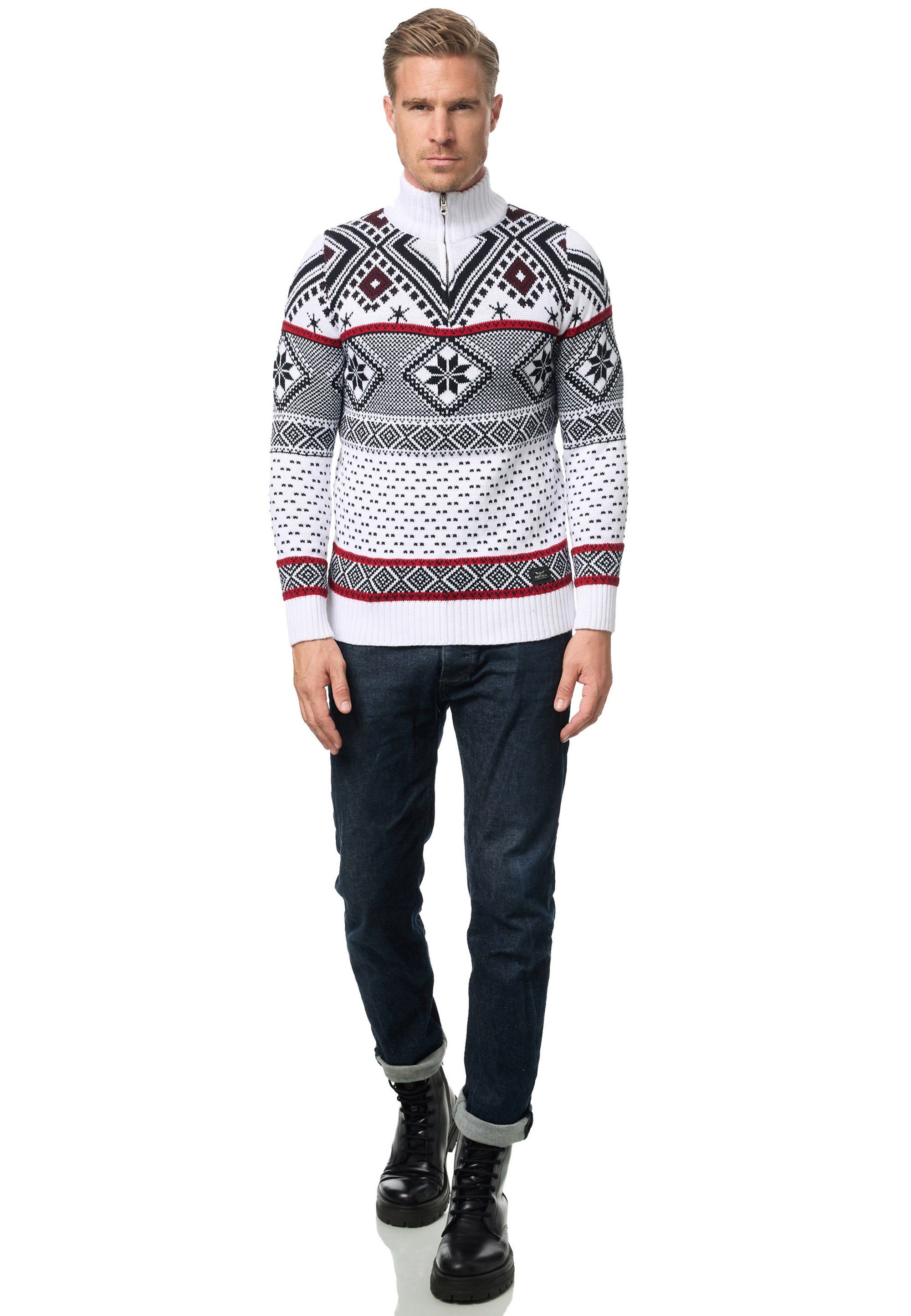 Rusty Neal Strickpullover mit winterlichem Muster günstig online kaufen