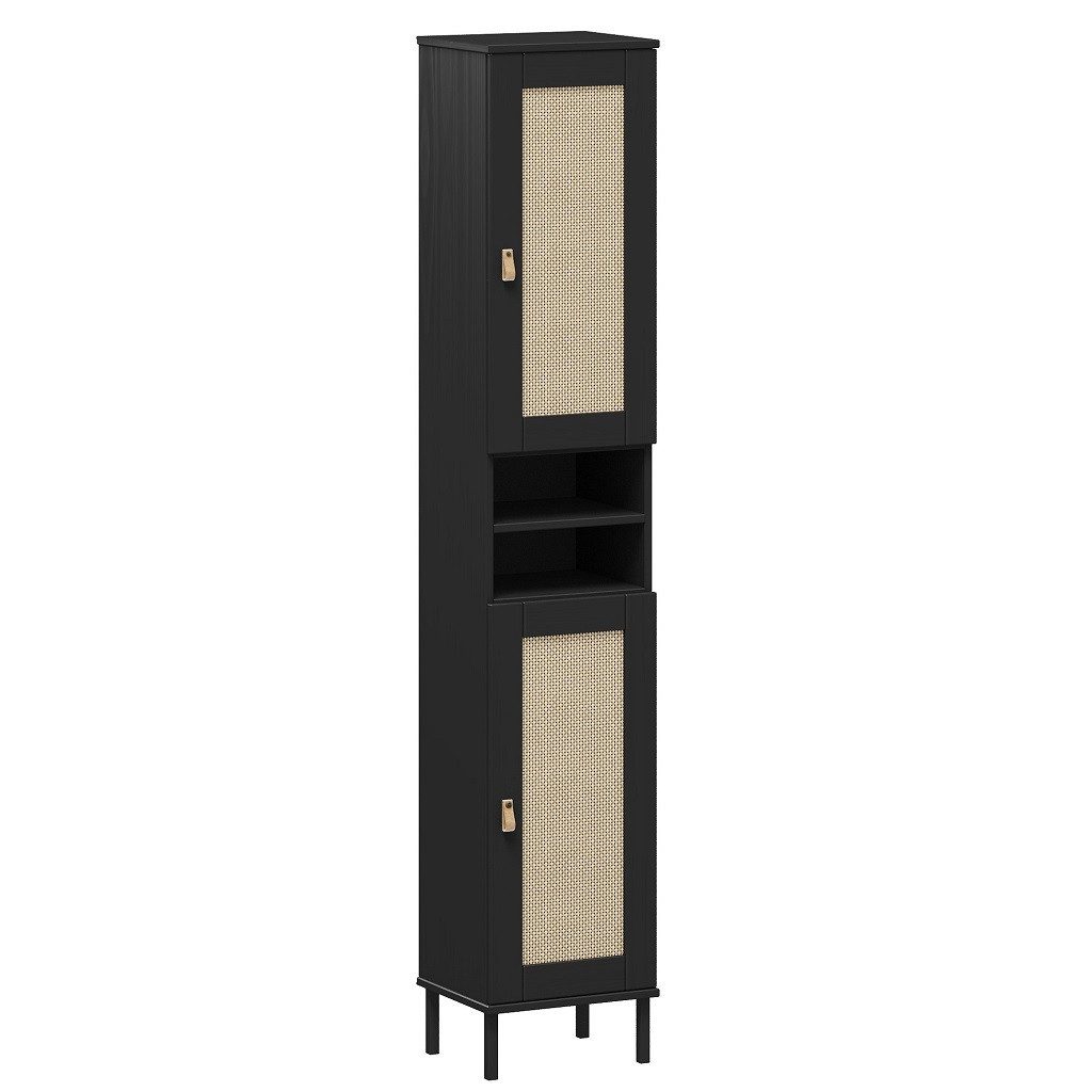 Main Möbel Hochschrank Badhochschrank 35x190cm 'Seattle' Kiefer massiv schwarz