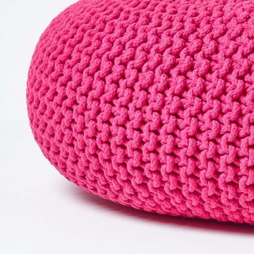 Homescapes Pouf Großer Strickpouf 100% Baumwolle, pink