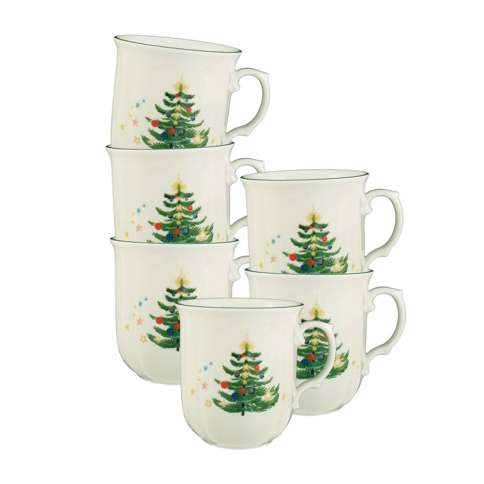 Seltmann Weiden Becher Marieluise Weihnachten Becher mit Henkel 270 ml, 6-tlg., Porzellan