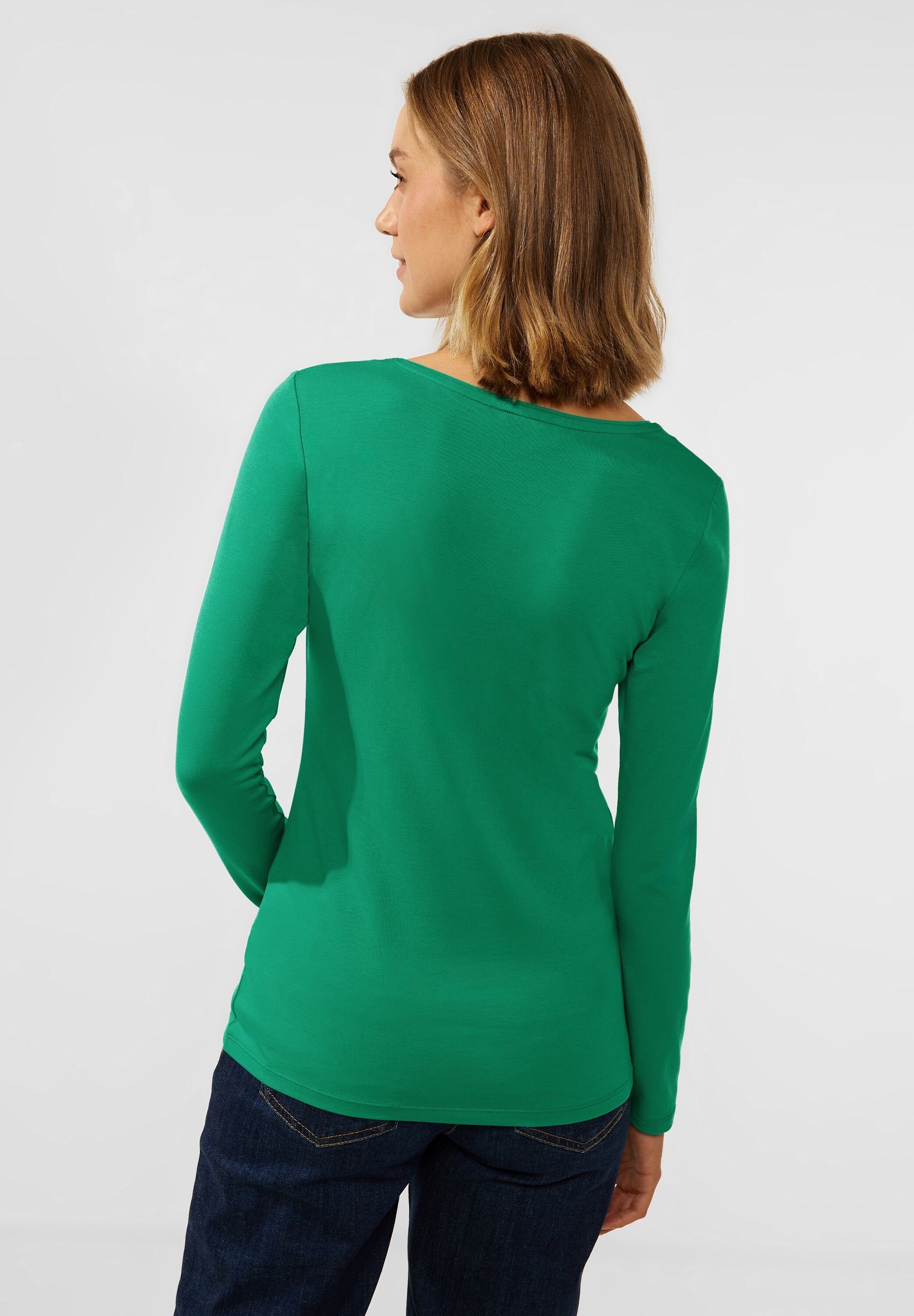 ONE Langarmshirt aus Materialmix softem STREET green cameo dark