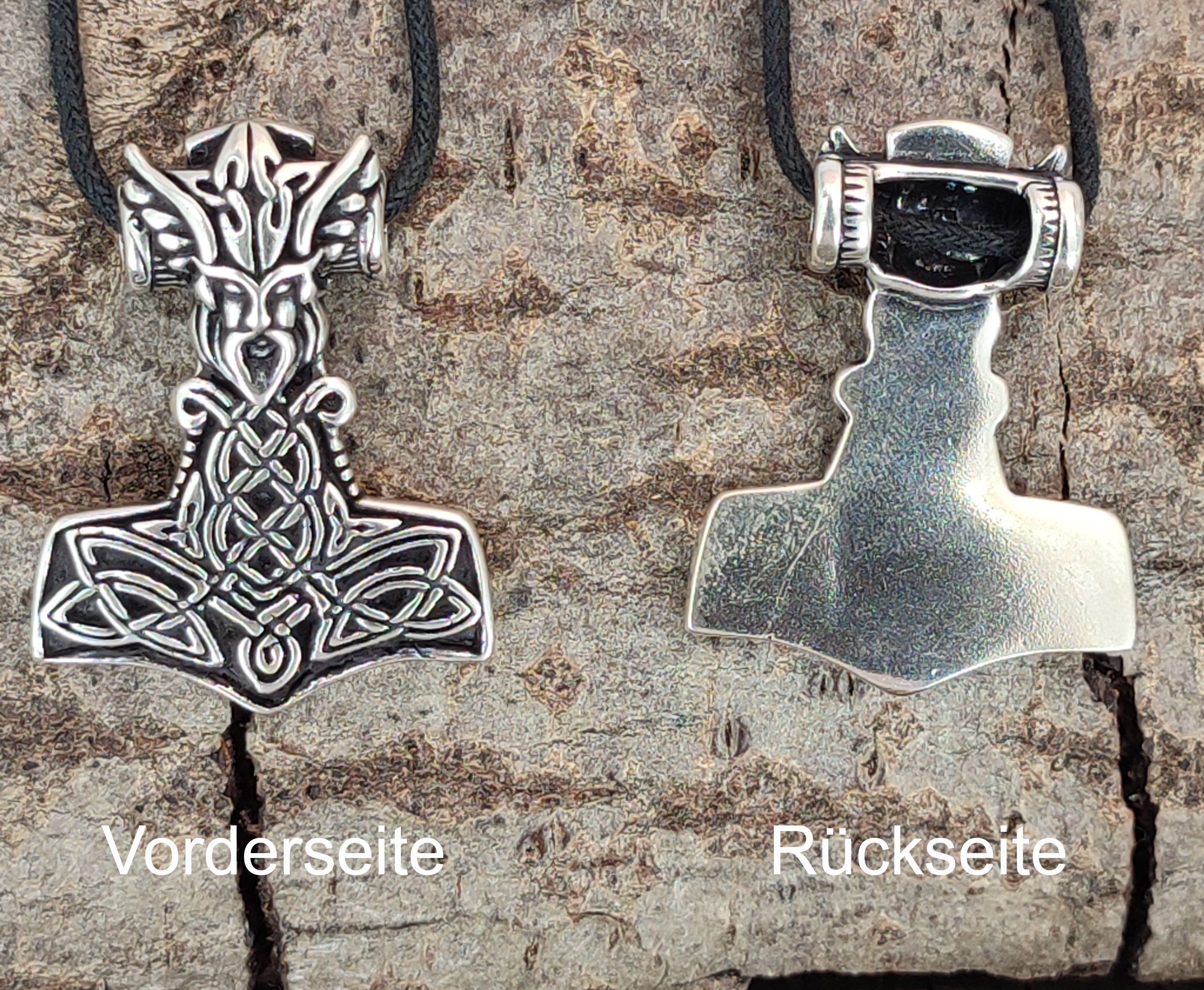 Thorhammer 925 Thor Kiss Kopf of Odins Anhänger Kettenanhänger Thors Leather Silber Thorshammer Hammer