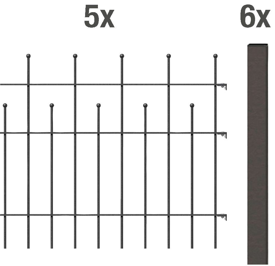 Alberts Metallzaun Madrid, (Set), Höhe: 49,5, 73,5 und 98,5 cm, Gesamtlänge: 10 m, zum Aufschrauben