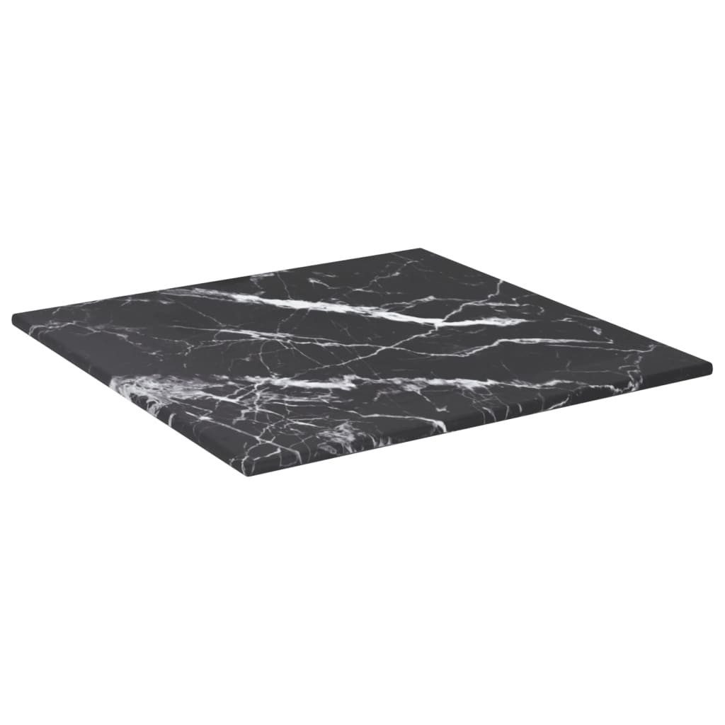 vidaXL Tischplatte, Schwarz 30x30 cm 6 mm Hartglas in Marmoroptik