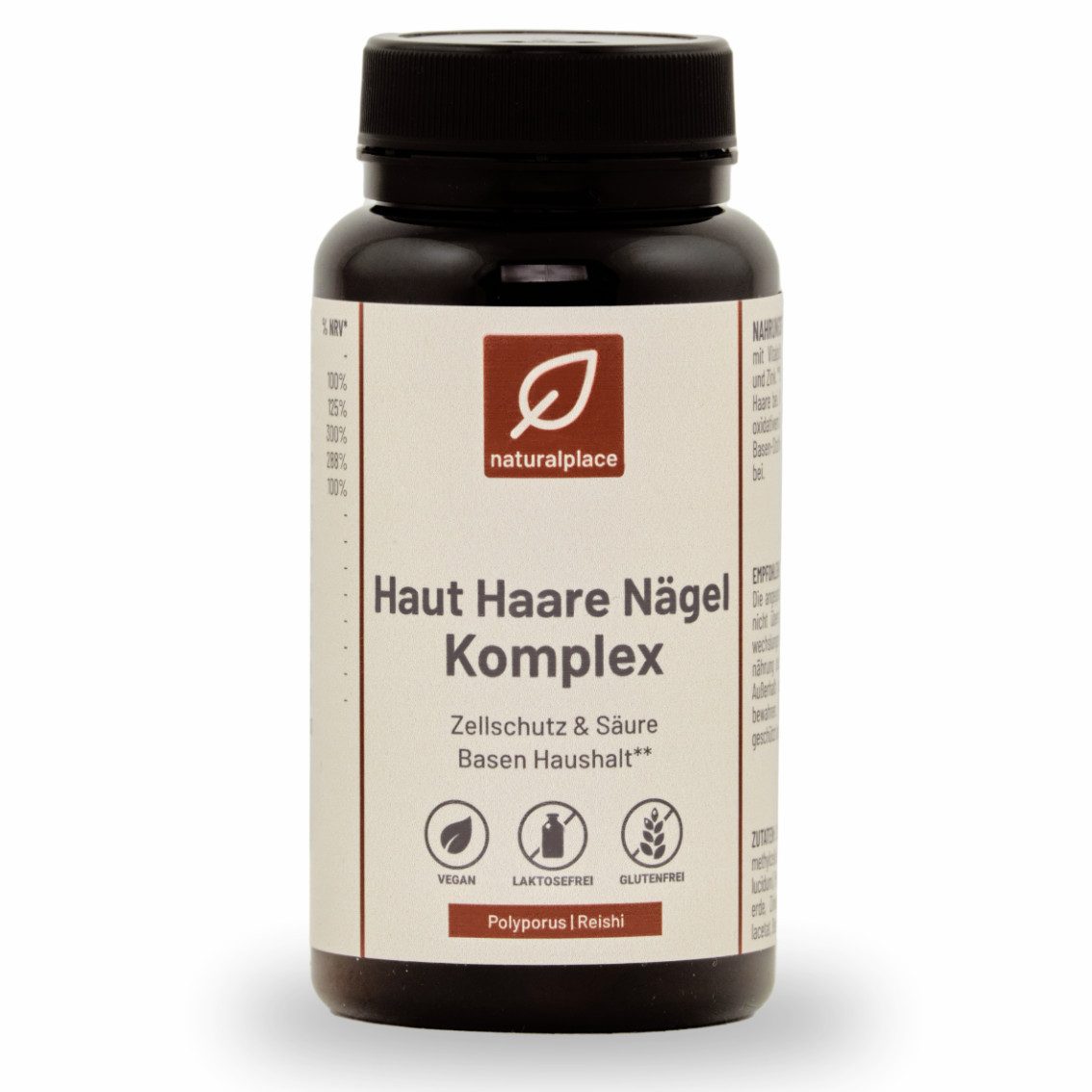 naturalplace® Haut Haare Nägel Komplex, Vitalpilze, Hyaluronsäure und Kieselerde, Kapseln, 1 er 60 St., 40 g 80 ml