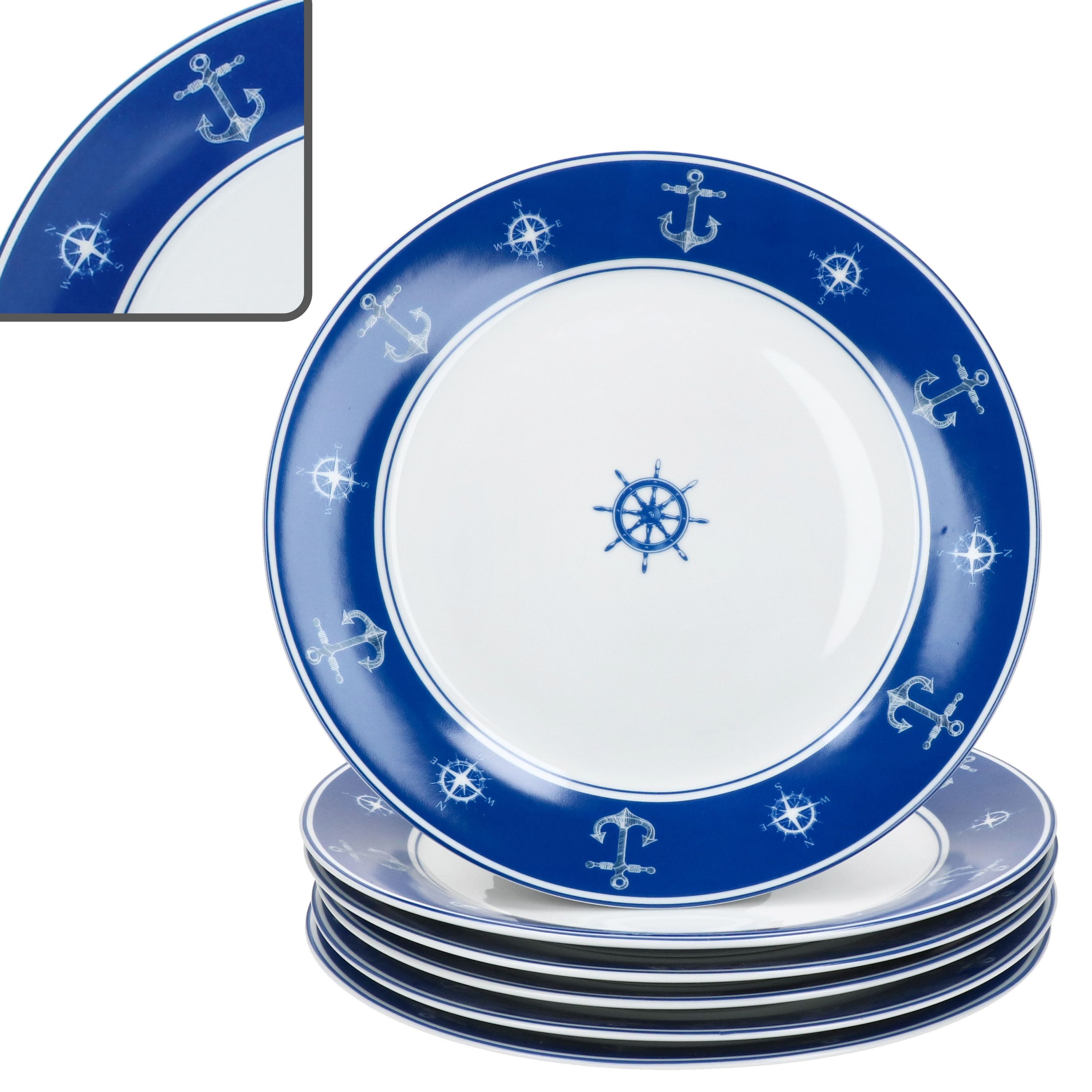 MamboCat Speiseteller Ahoi 6er Set Speiseteller Ø27cm Porzellan Platte groß Essteller