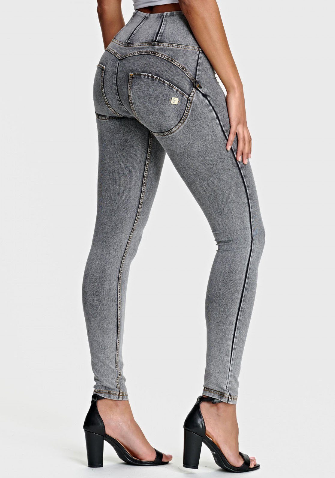 grey Freddy mit hohem Effekt yellow Push-Up WRUP Bund Jeggings und