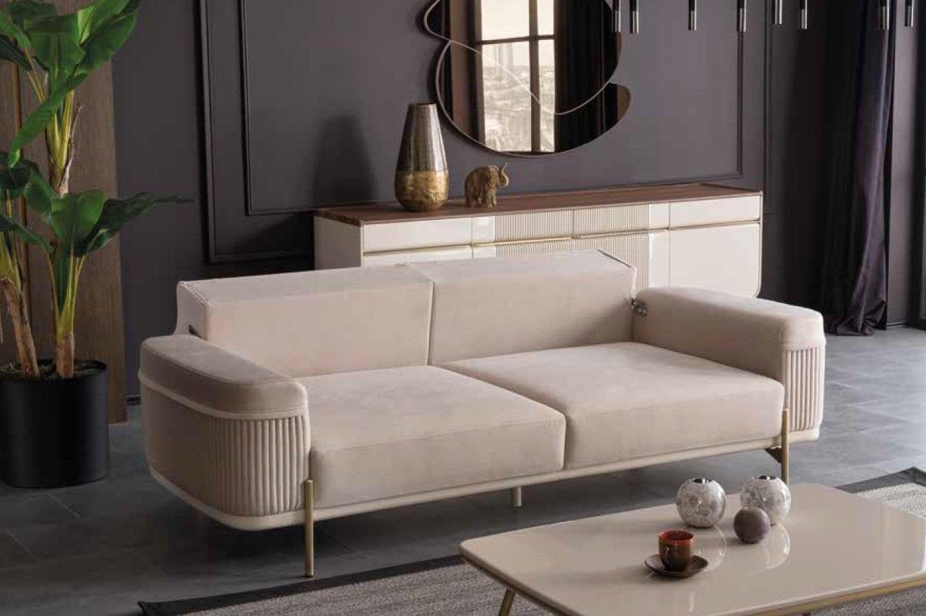 Sofa 3-Sitzer JVmoebel Möbel Neu, Dreisitzer Beiger Textil luxus Couch in Europe Made