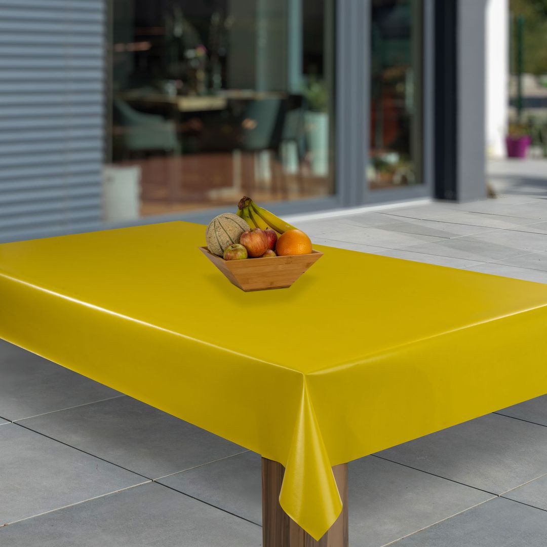 laro Tischdecke Wachstuch-Tischdecken Abwaschbar Gelb Metallic rechteckig
