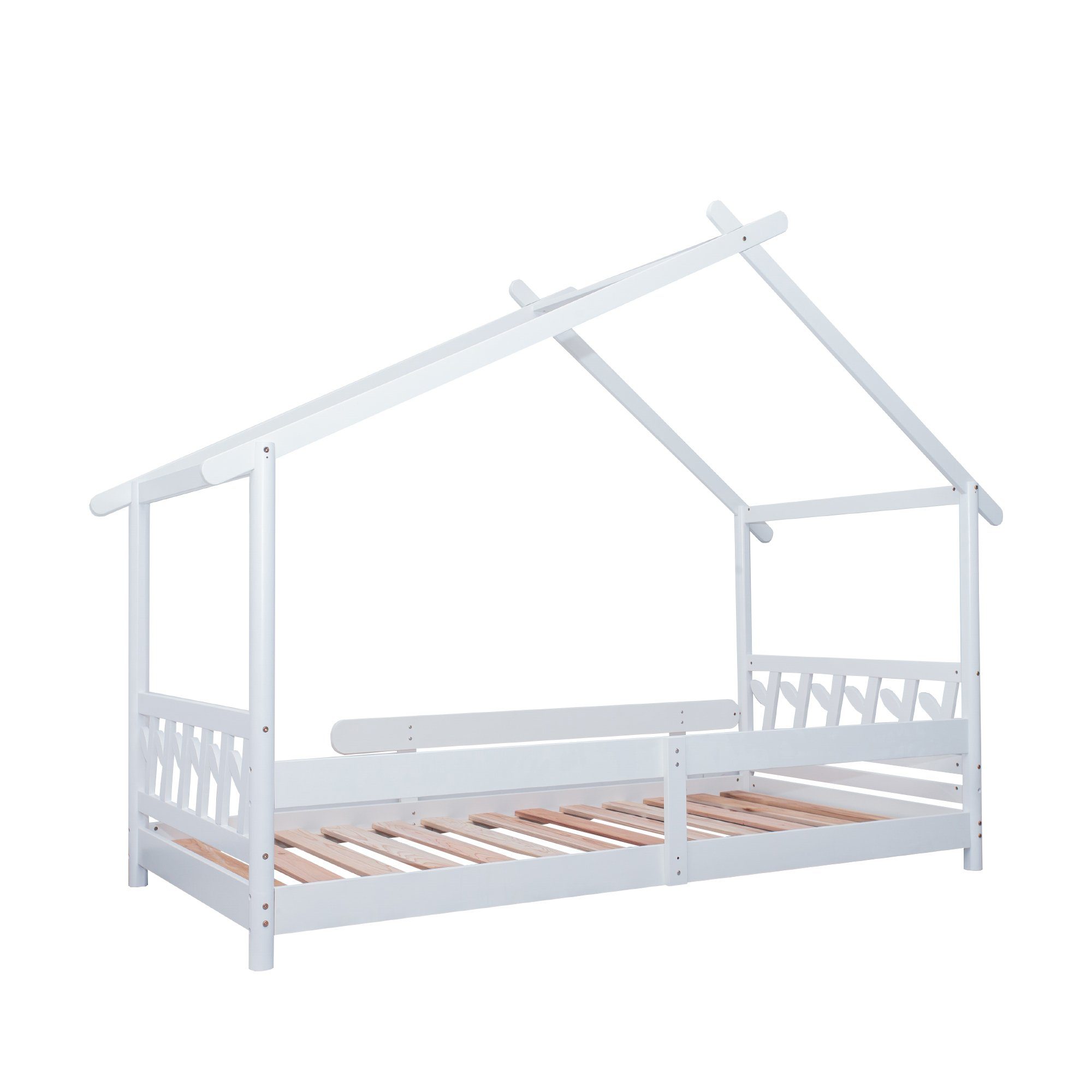 Ulife Kinderbett mit Gitter und Lattenrost, 190 Rausfallschutz, 90 | × Weiß Weiß cm Weiß 