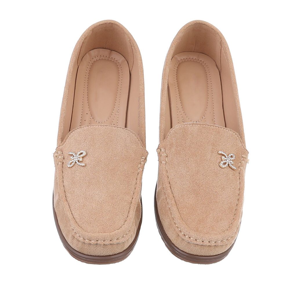 Ital-Design Damen Mokassins Freizeit Slipper (87214399) Keilabsatz/Wedge Mokassins in Hellbraun