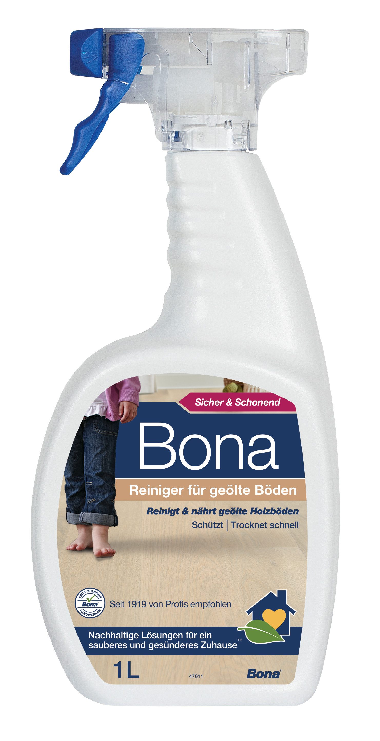 Bona Reiniger für geölte Böden 1 L Sprühflasche Fussbodenreiniger (Enthält pflanzliche Inhaltsstoffe, die das Holz reinigen und nähren)