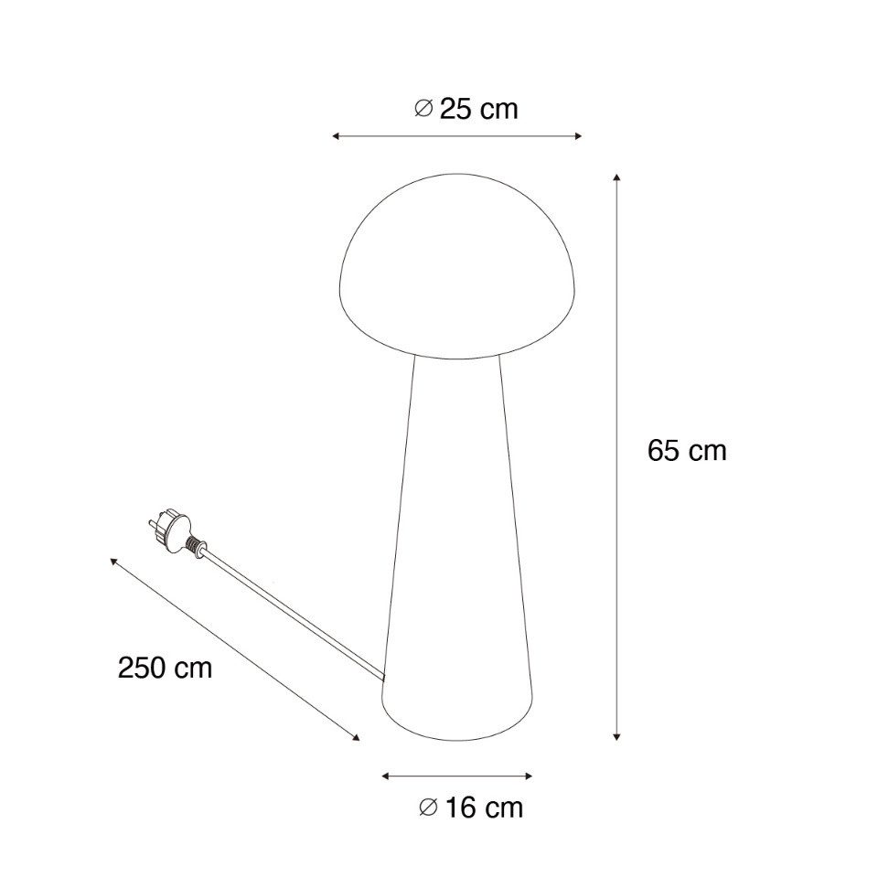 Qazqa Außen-Stehlampe Mushroom, ohne Leuchtmittel, Kaltweiß, QAZQA Außen Boden­leuchte, e27, Schwarz, Stahl, Modern