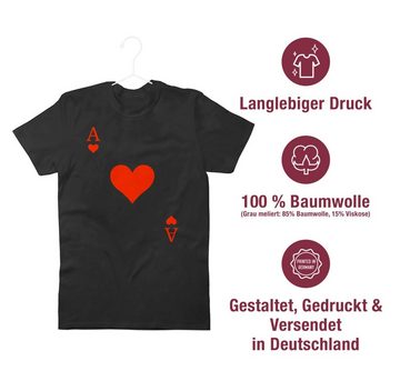 Shirtracer T-Shirt Herz Ass Kartenspiel Karneval Kostüm Karneval Outfit