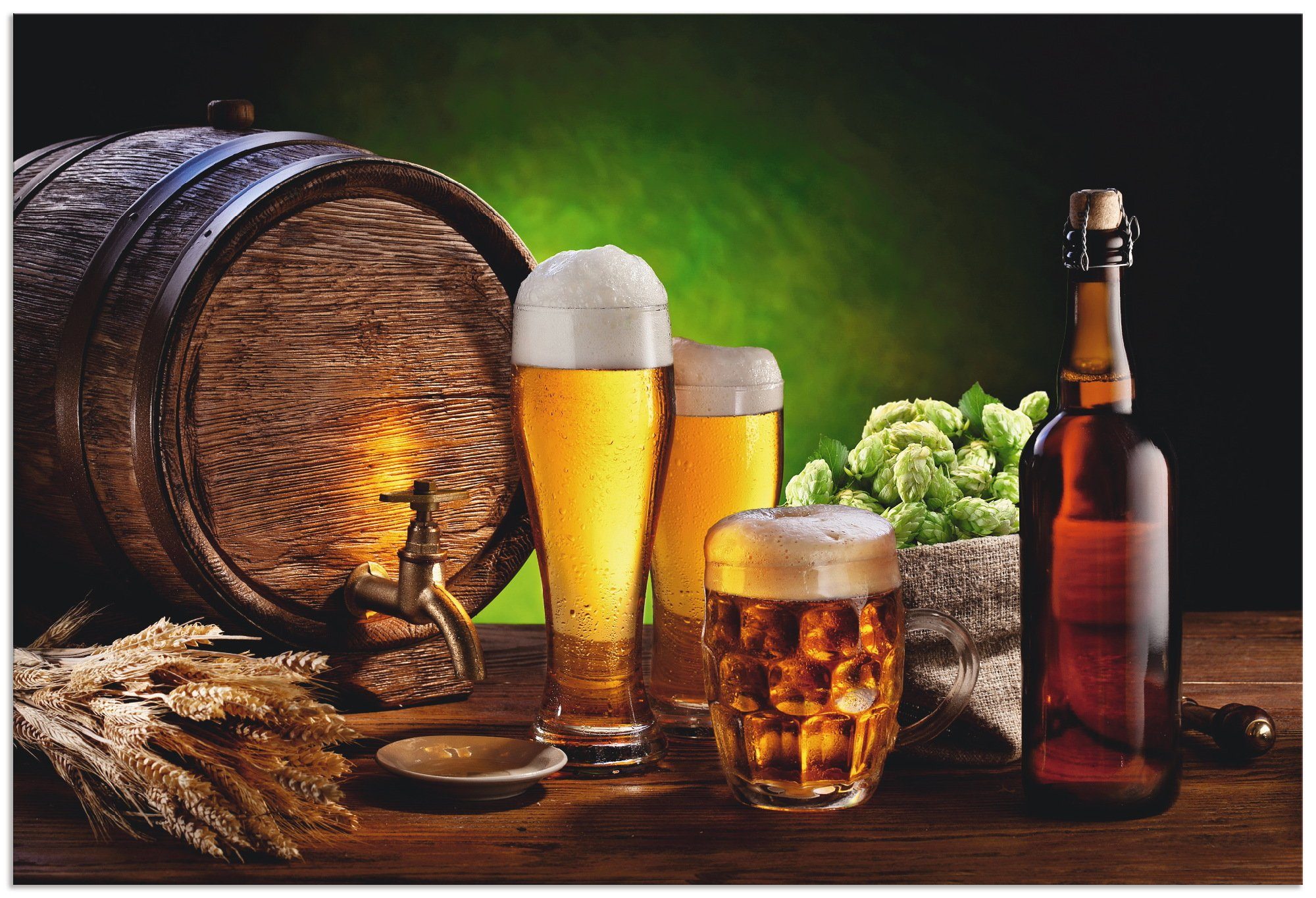 Artland Wandbild Bier Stillleben, Getränke (1 St), als Alubild, Leinwandbild in verschied. Größen